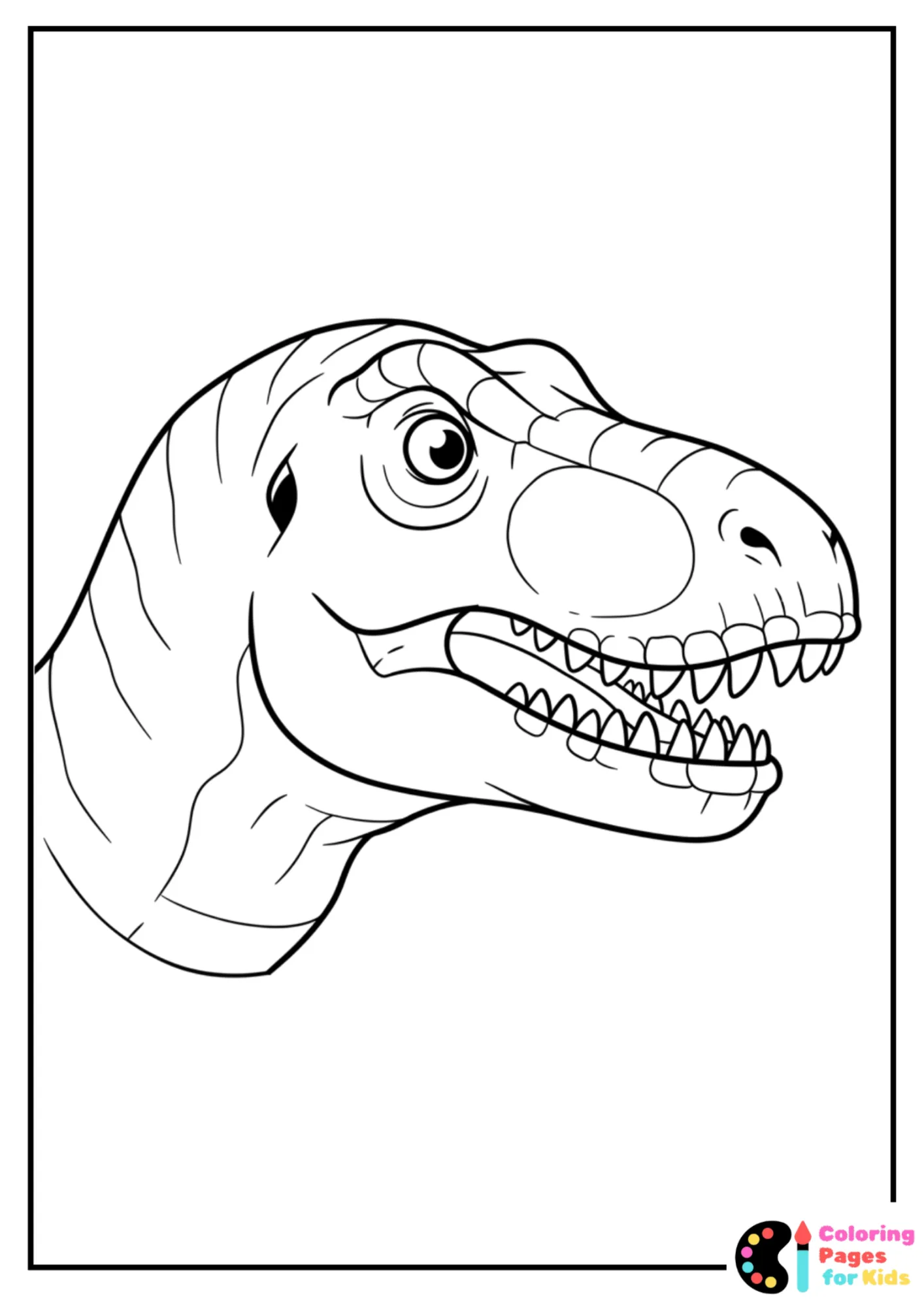 close up t-rex head coloring page
