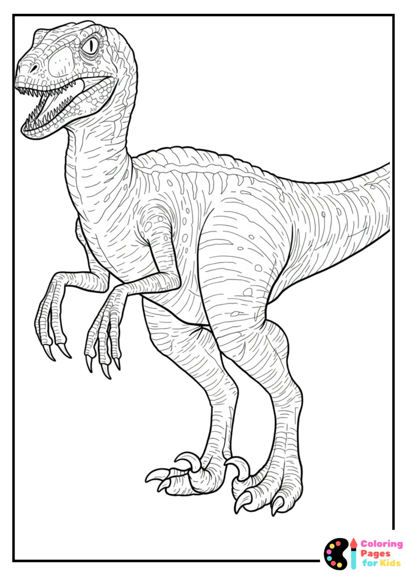Velociraptor Coloring Pages for Kids (Free PDF Printable) 22 close-up velociraptor body coloring page