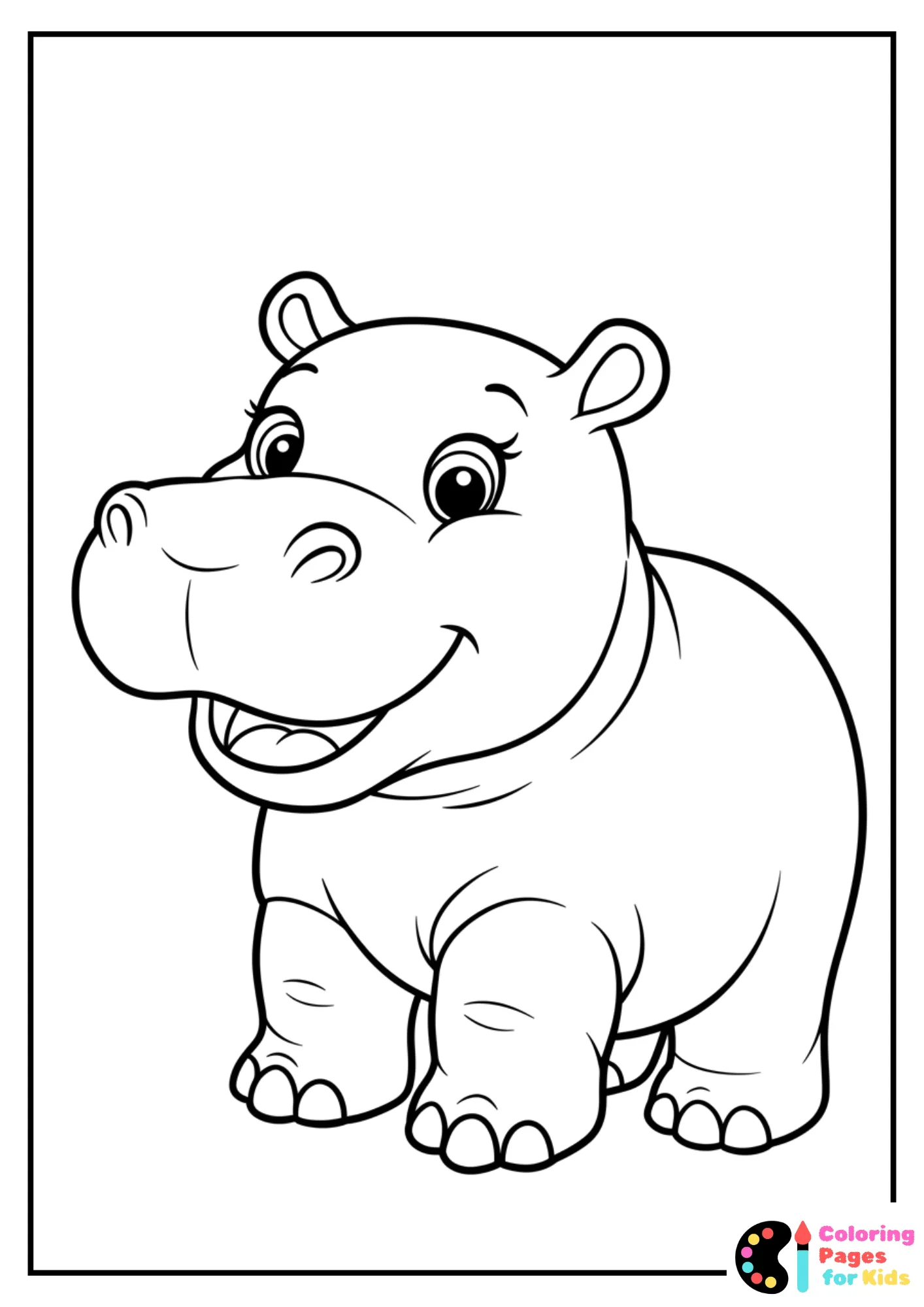 Hippo Coloring Pages for Kids (Free PDF Printable) 18 cute baby hippo coloring sheet