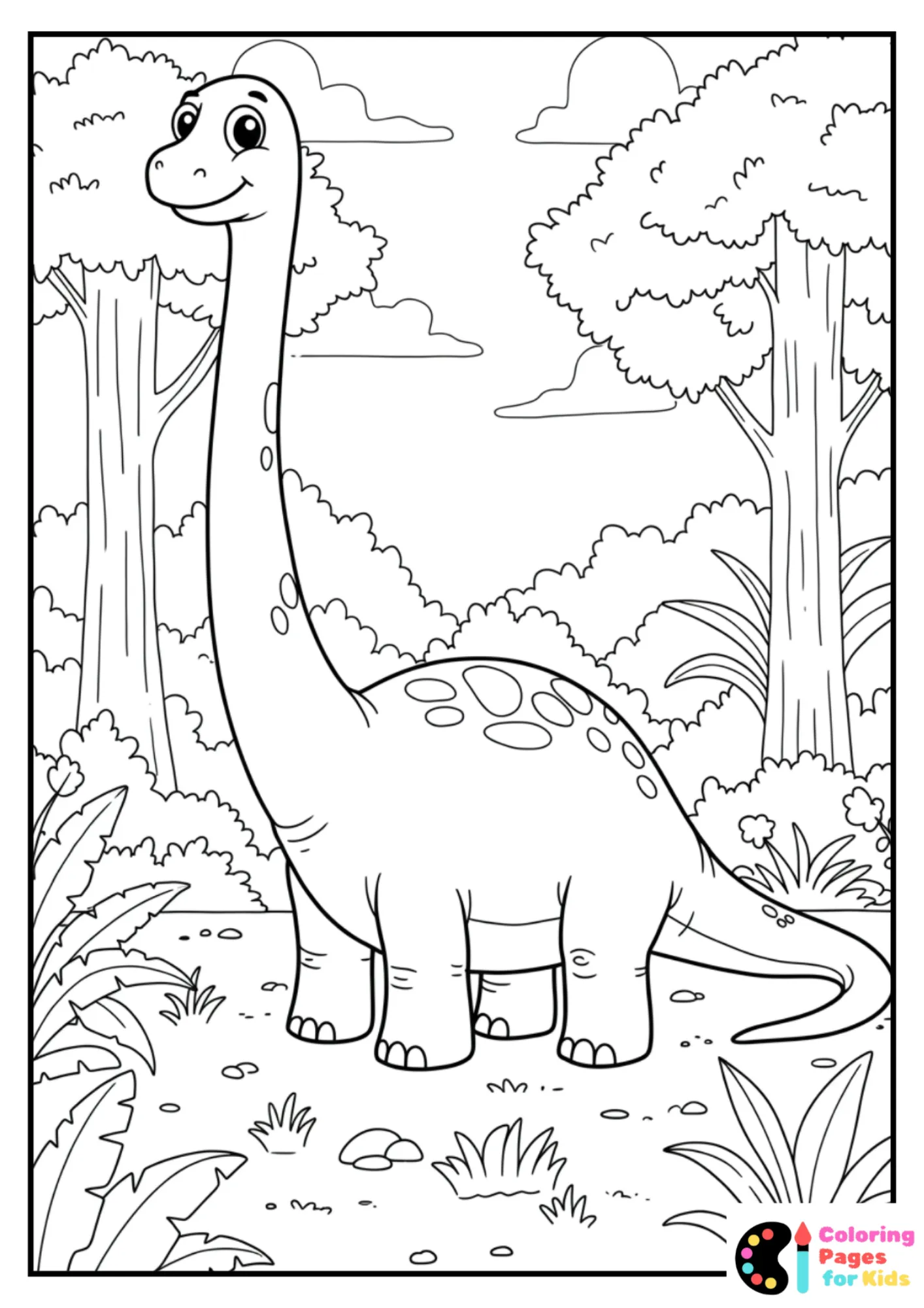 cute brachiosaurus coloring page
