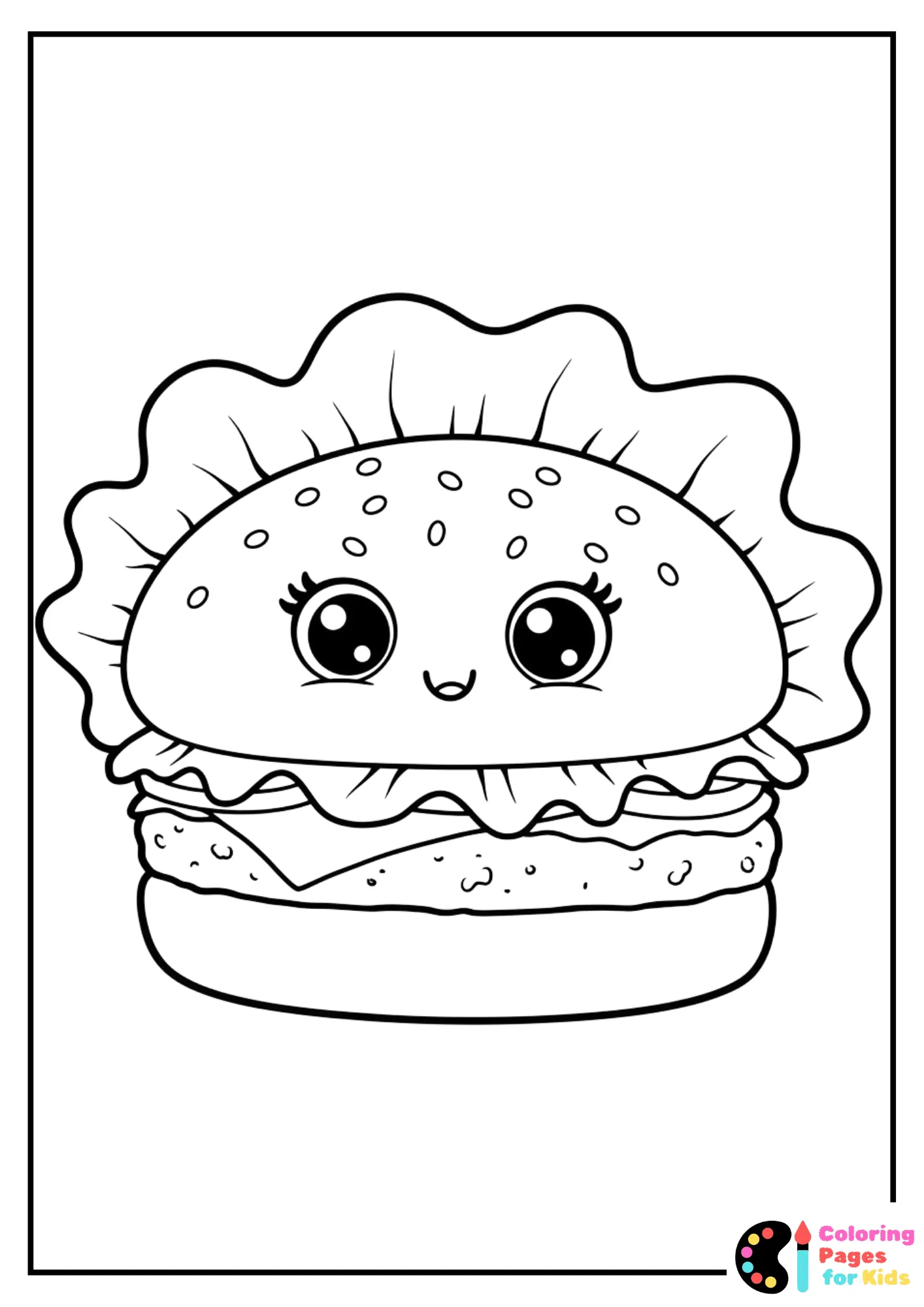 cute burger friend coloring page