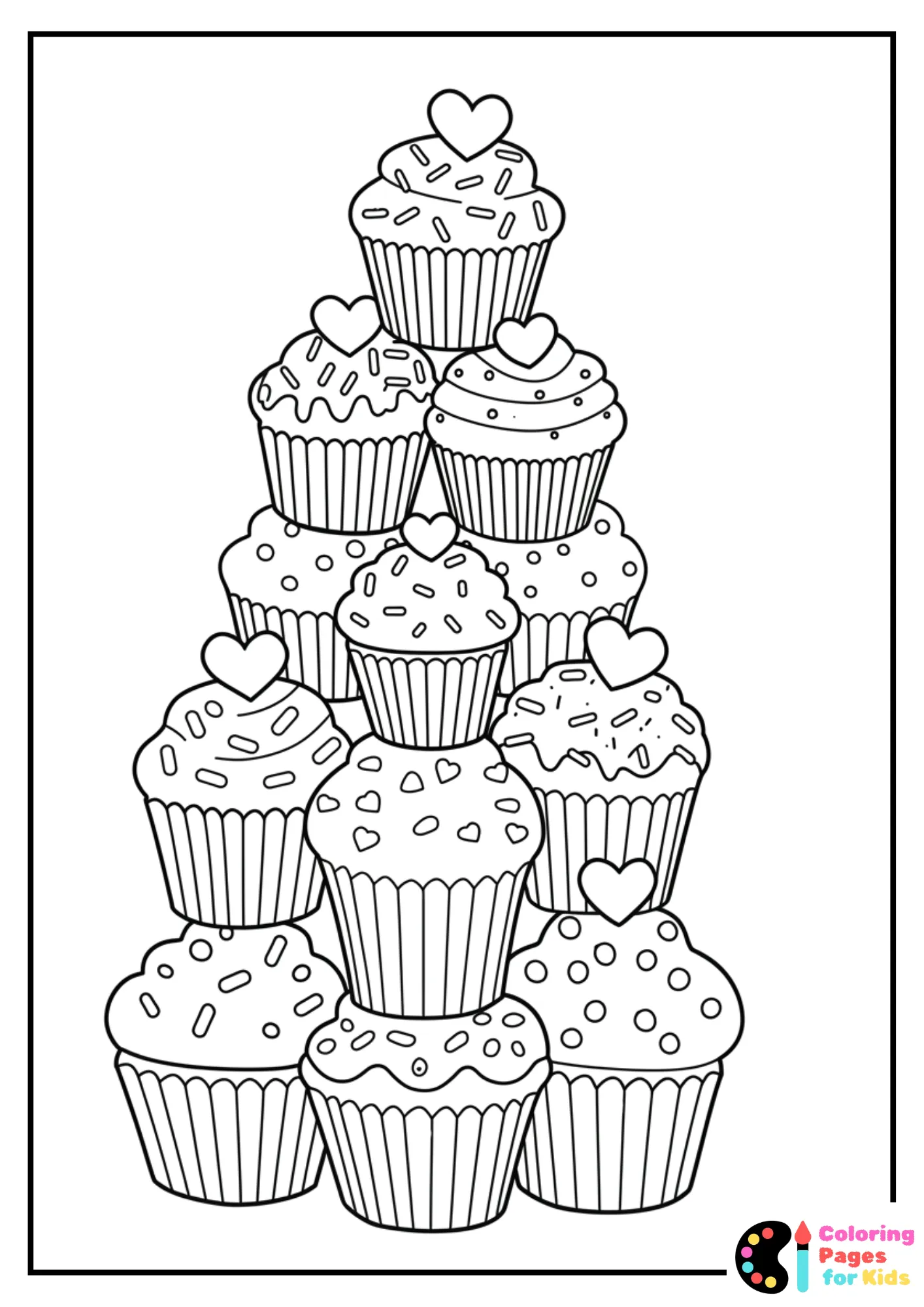 cute cupcake tower coloring sheet