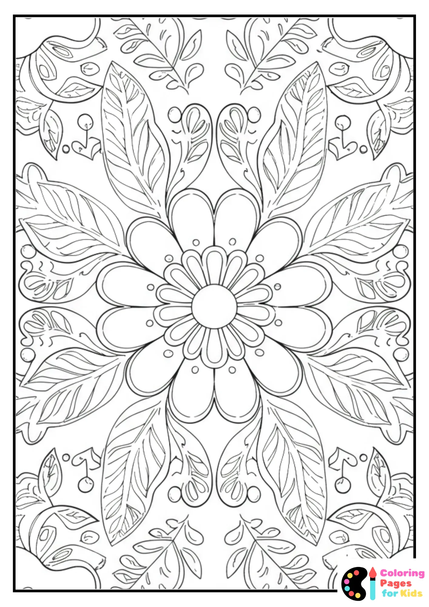cute floral tile coloring sheet