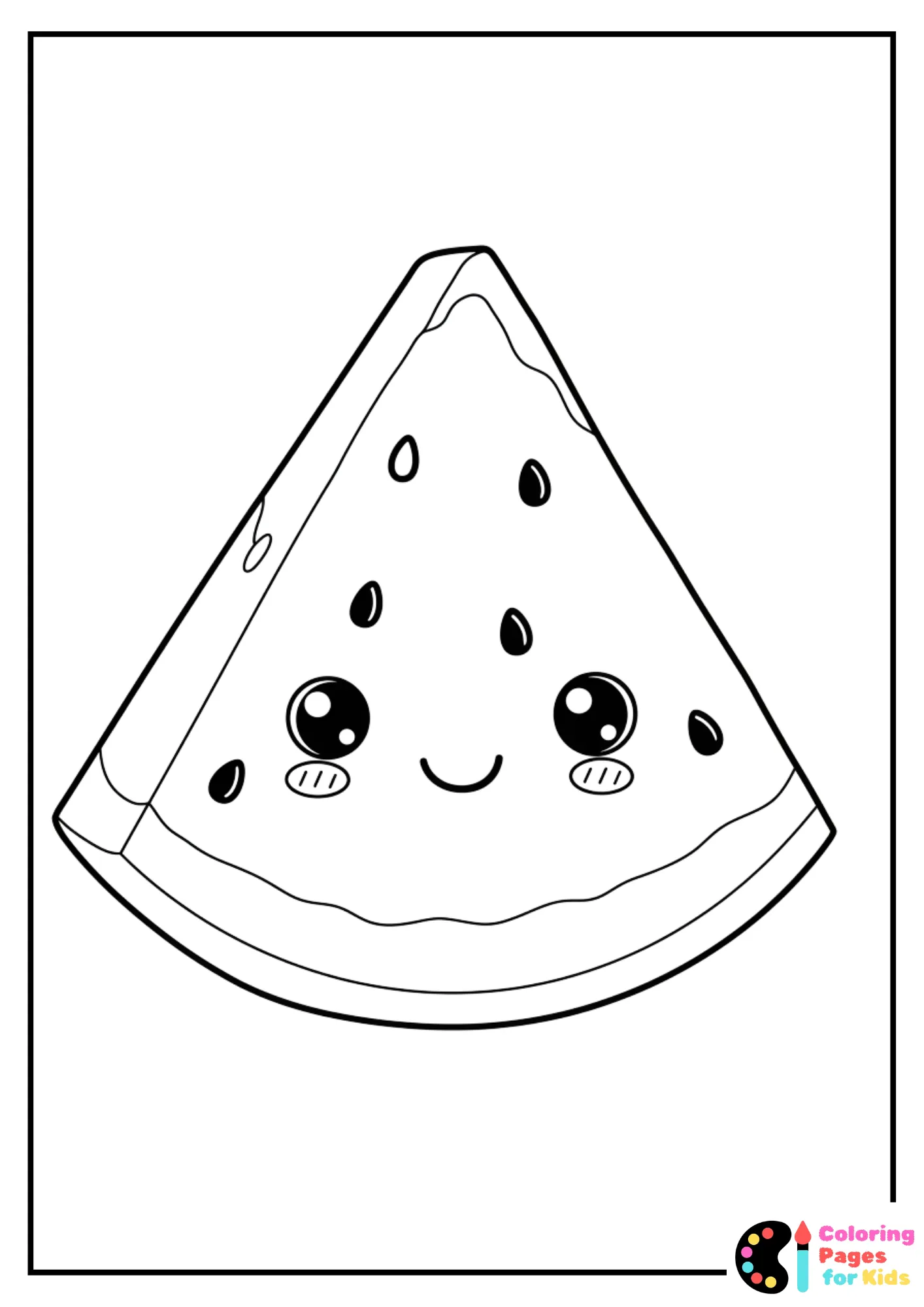 cute watermelon slice coloring page