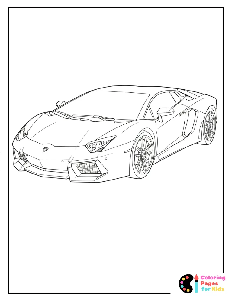 detailed aventador supercar coloring sheet