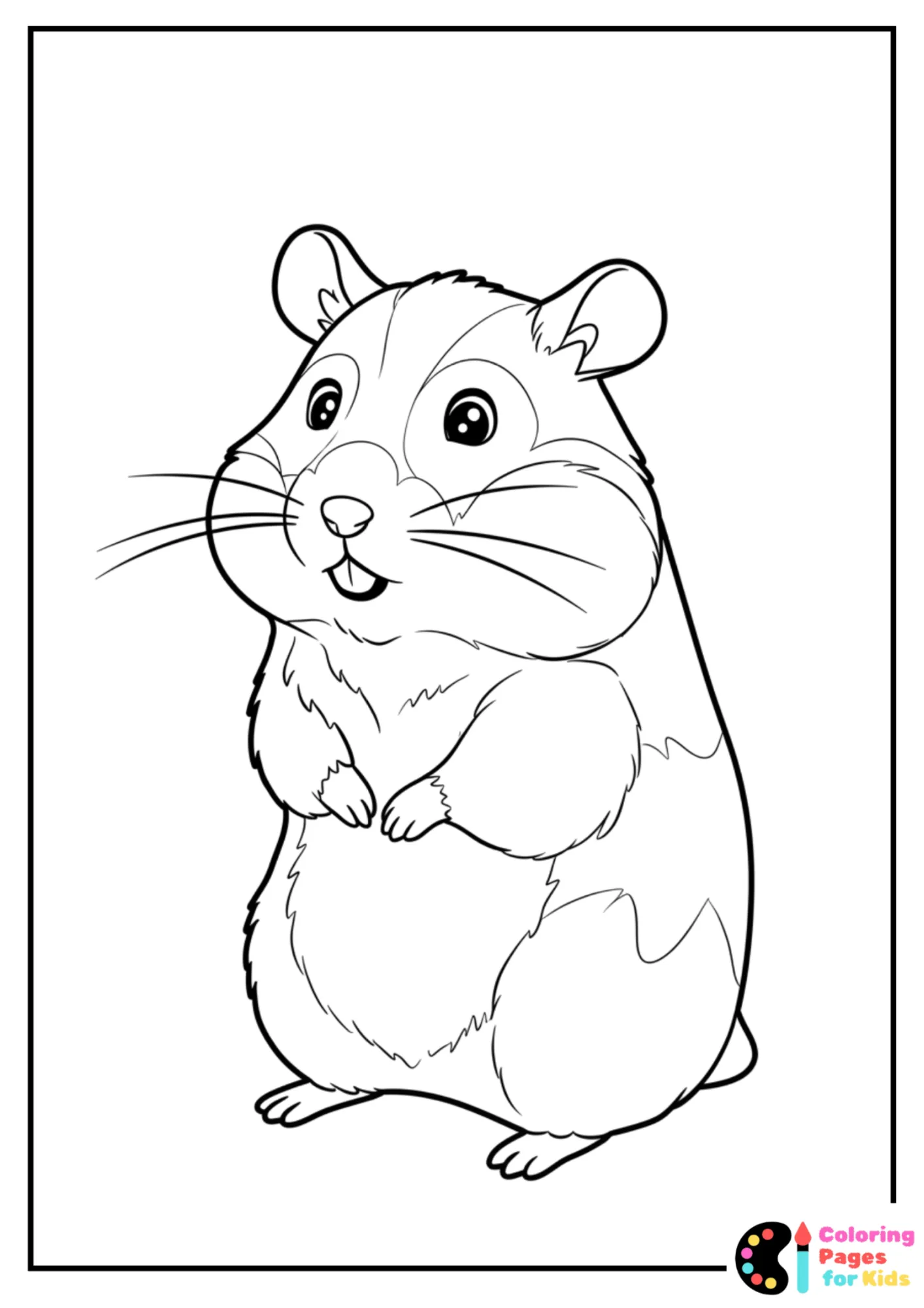 detailed hamster standing coloring sheet