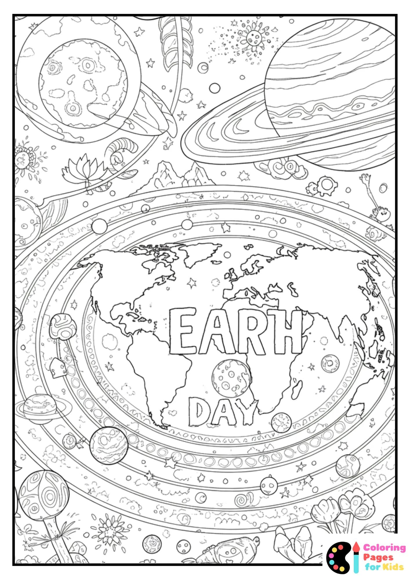 earth day solar system coloring sheet