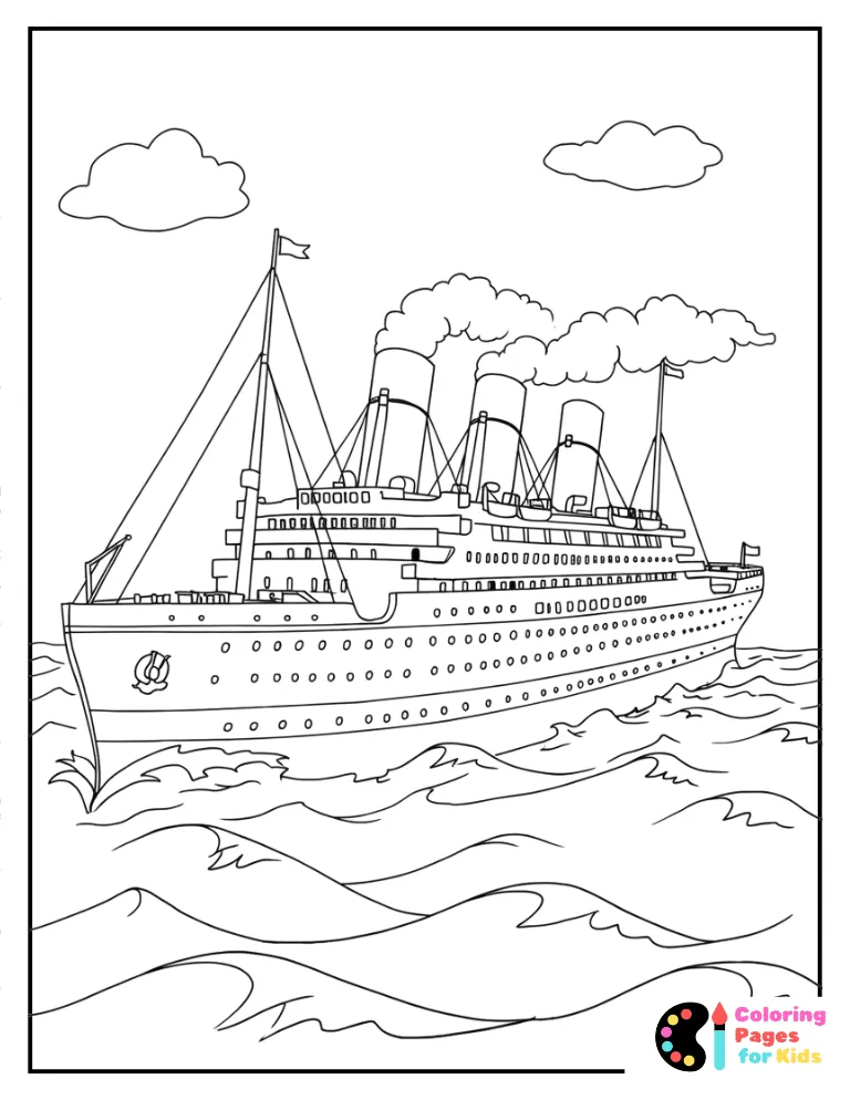easy titanic at sea coloring sheet
