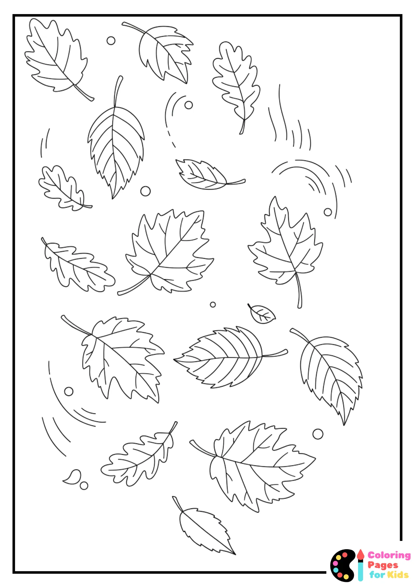 falling leaves coloring sheet