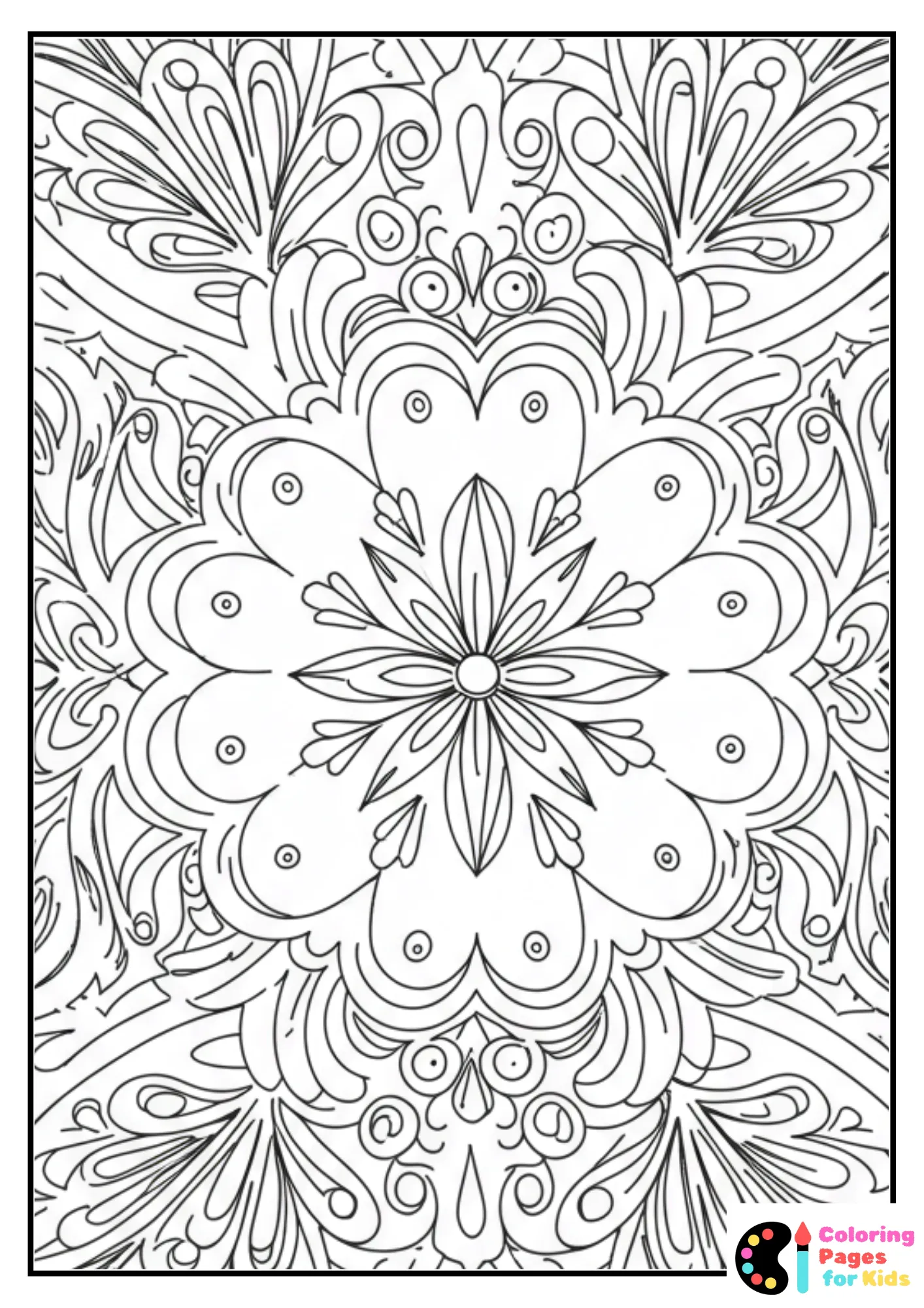 folk art design coloring page