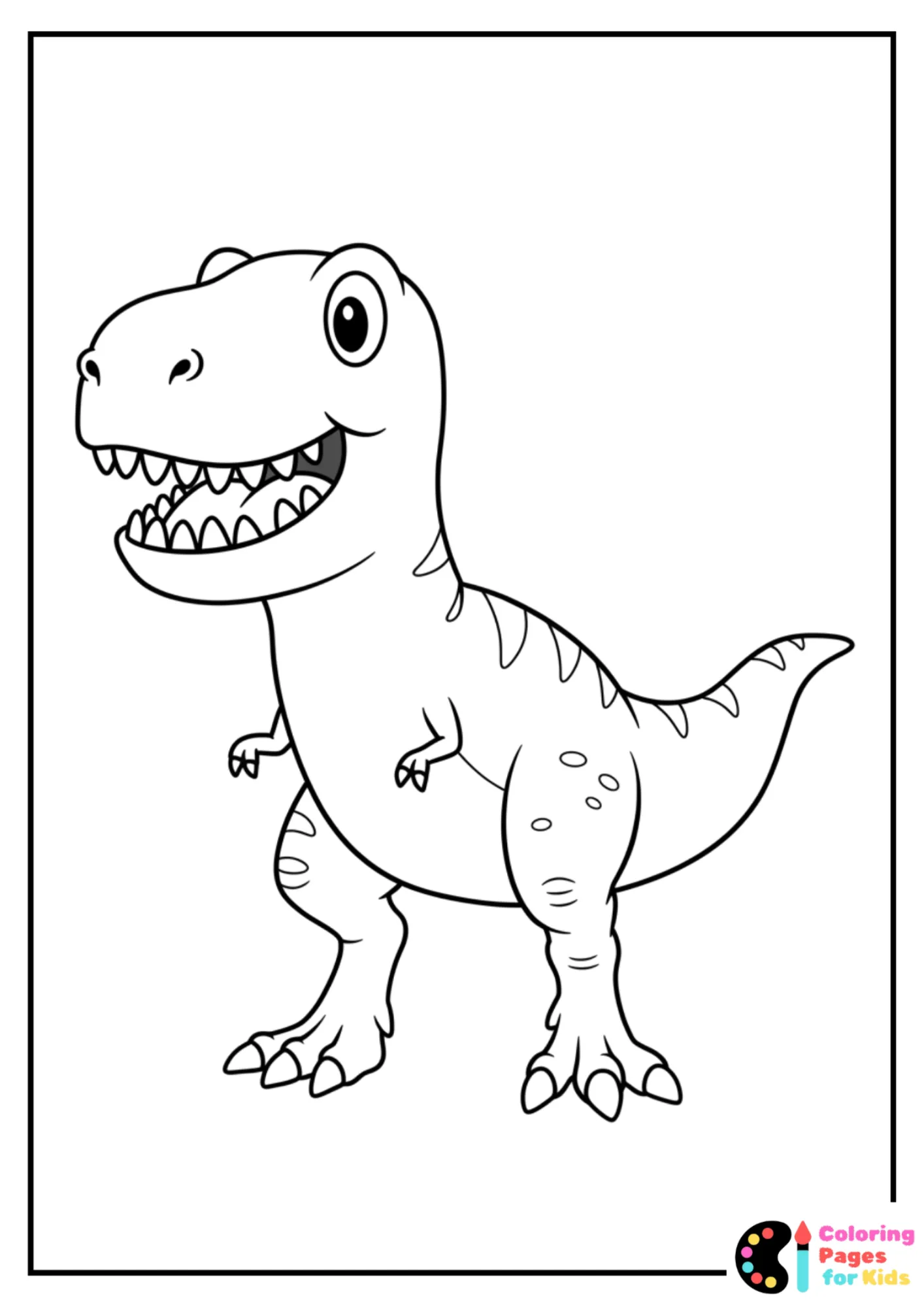 front view t-rex showing teeth coloring page