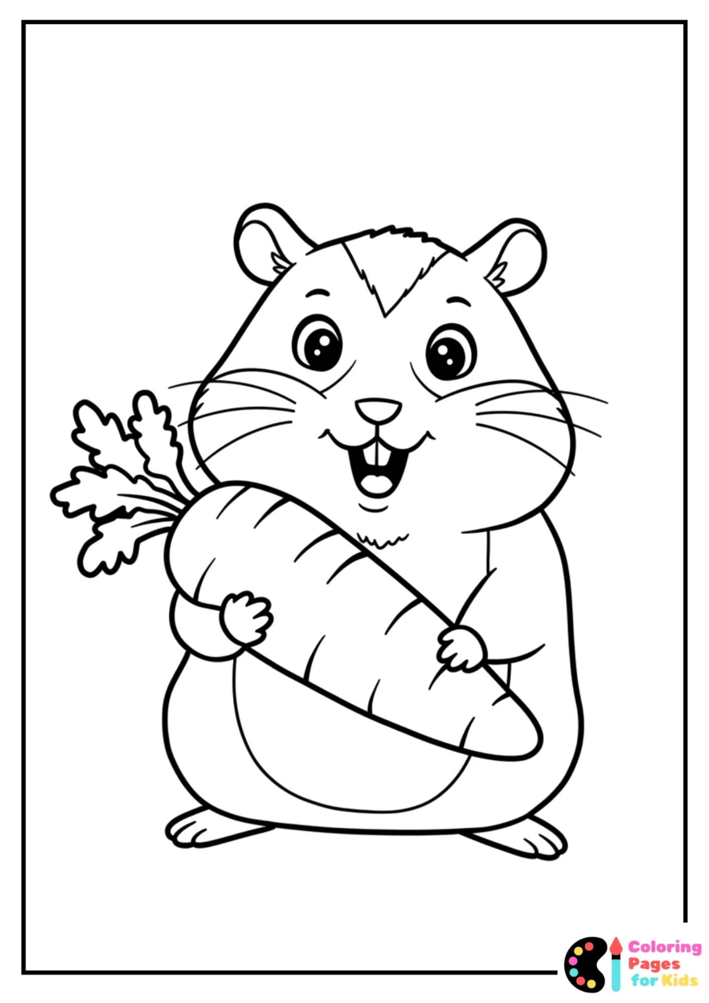 hamster holding carrot coloring sheet