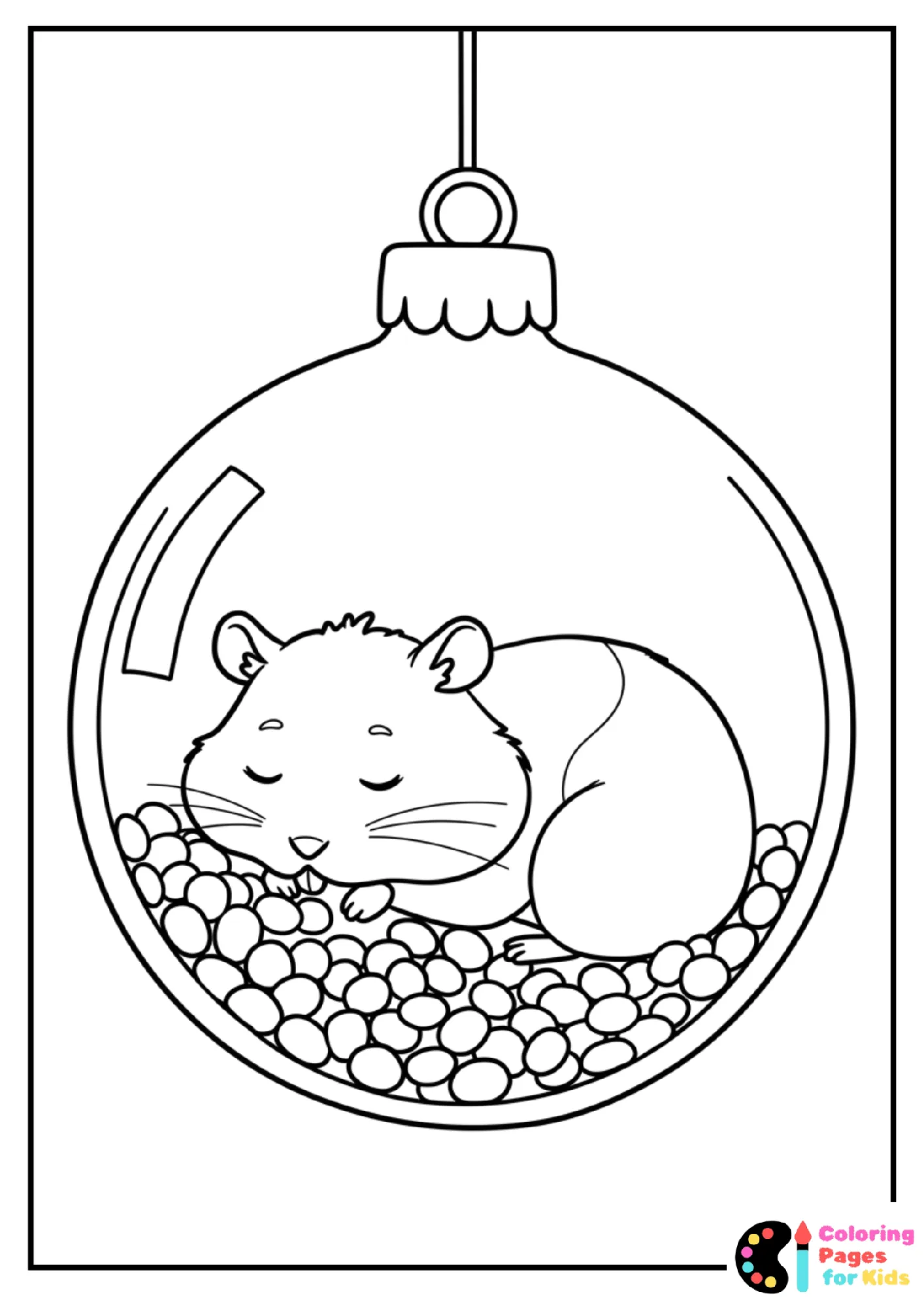 hamster inside bauble coloring page