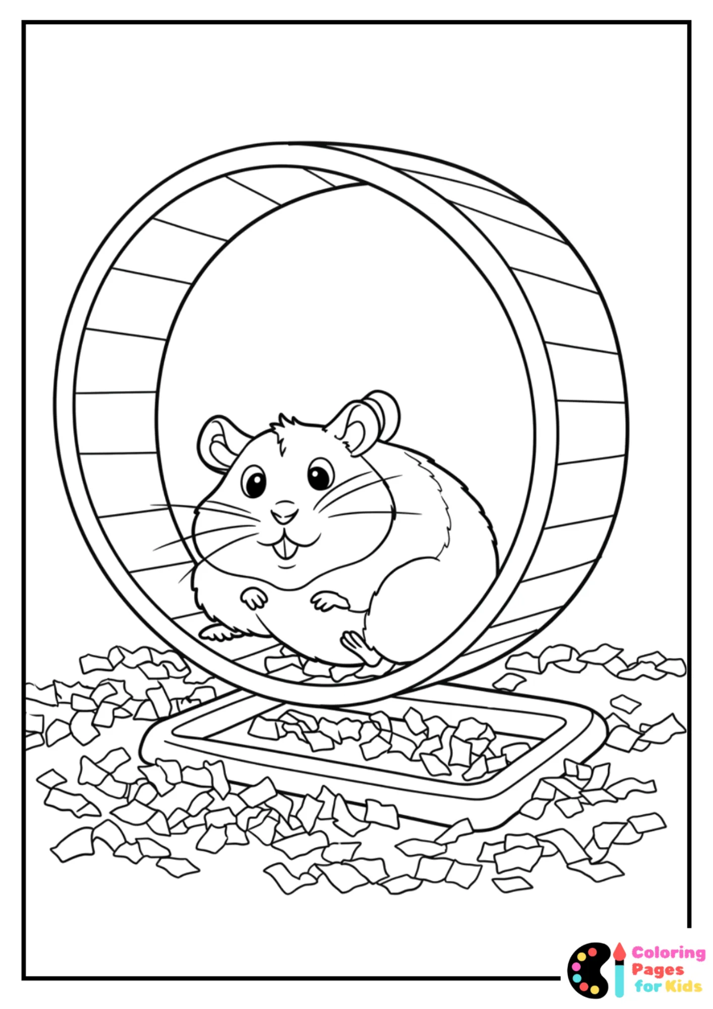 hamster resting in wheel coloring sheet