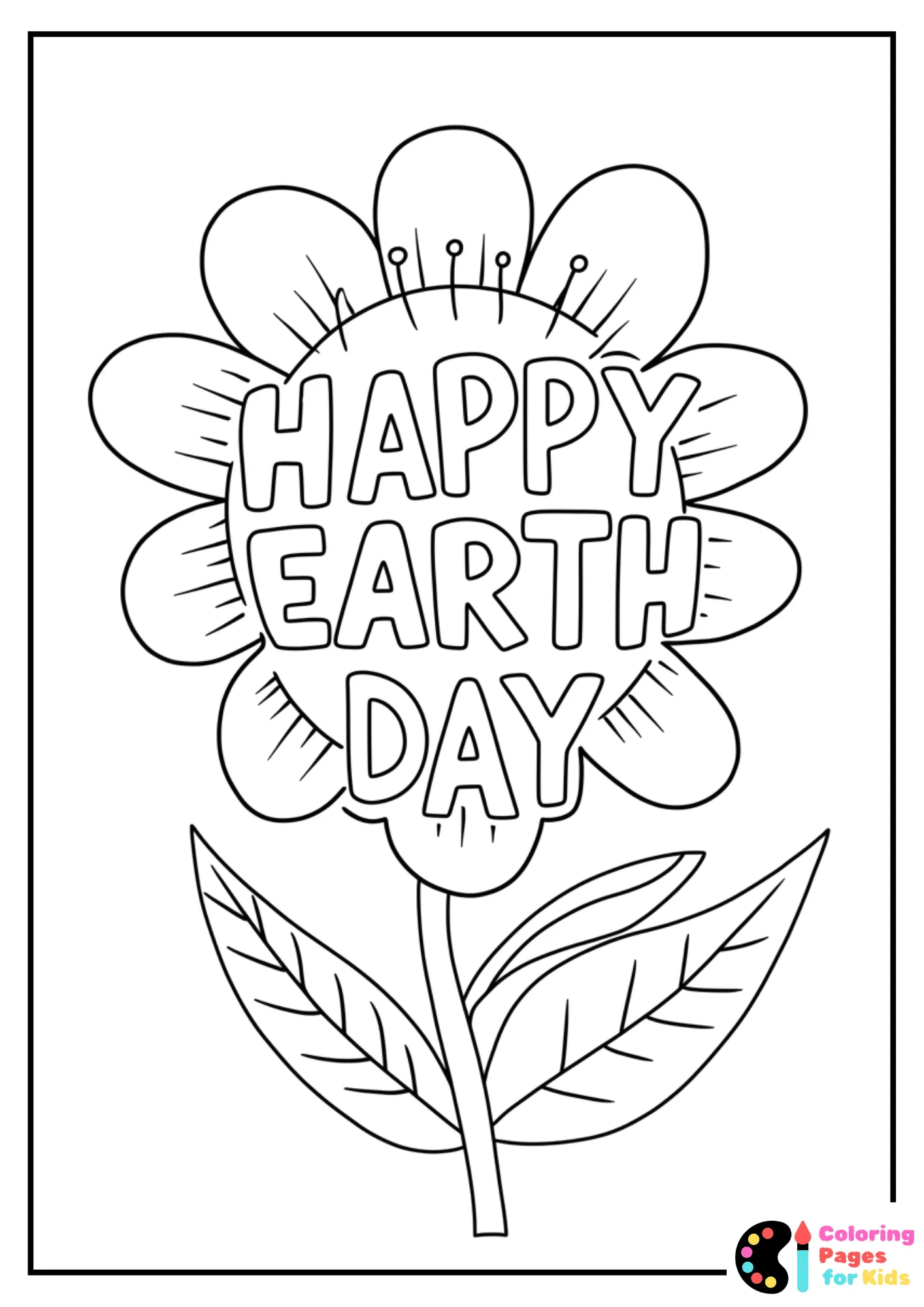 happy earth day flower doodle coloring page
