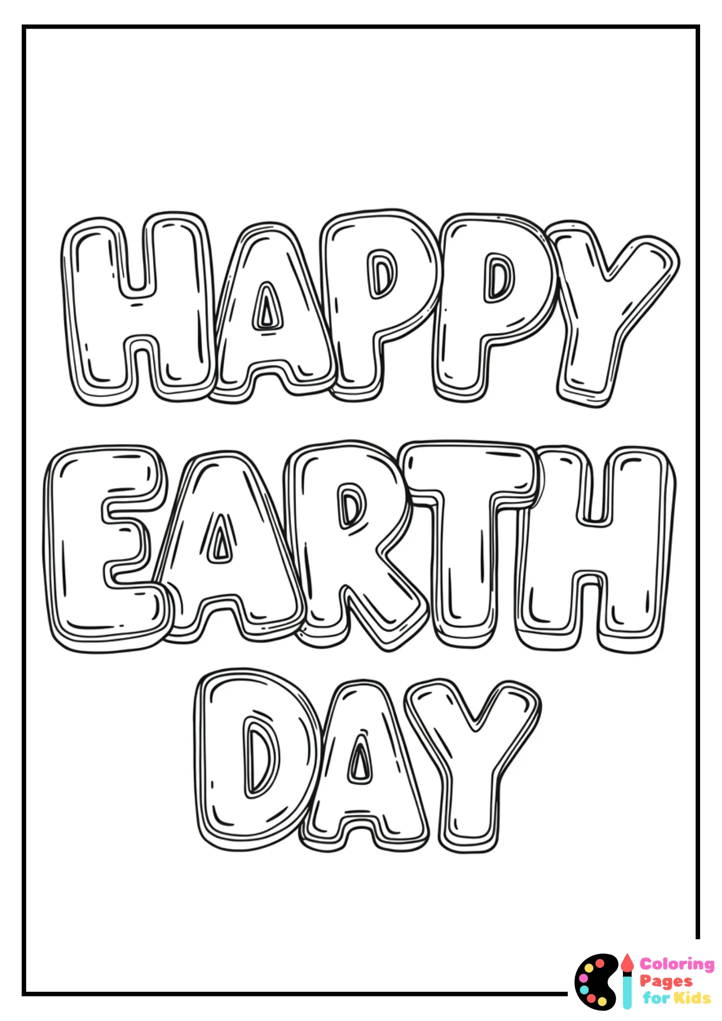 happy earth day flower letters coloring sheet