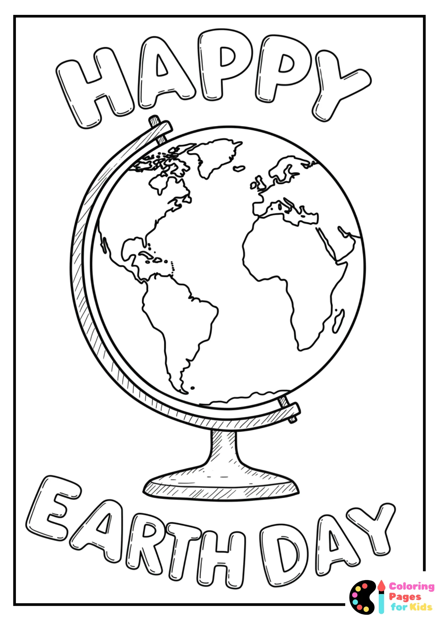 happy earth day globe coloring page