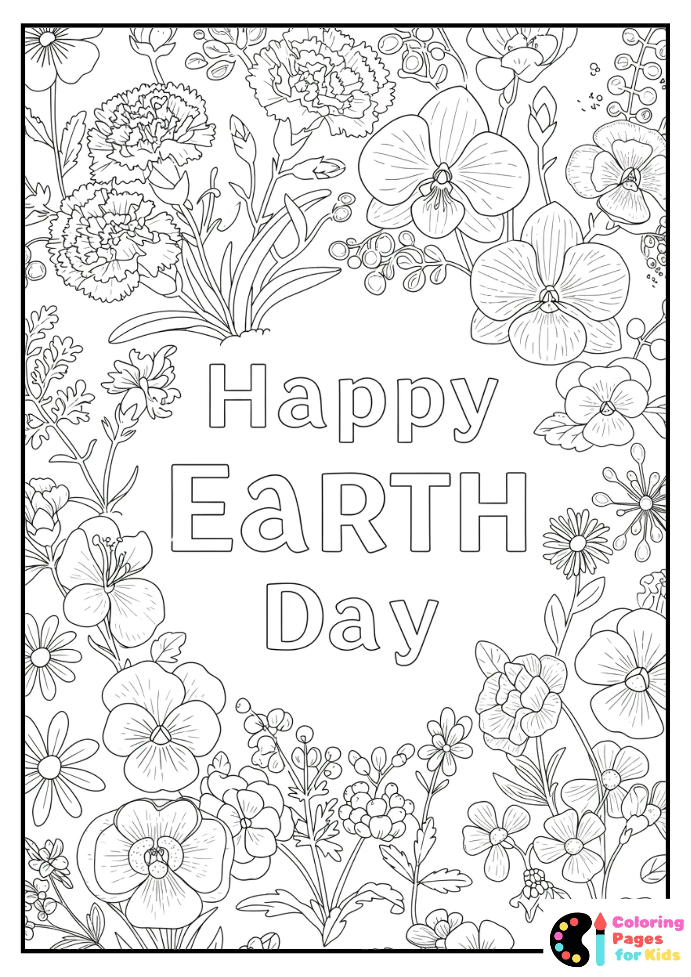 happy earth day trees coloring sheet