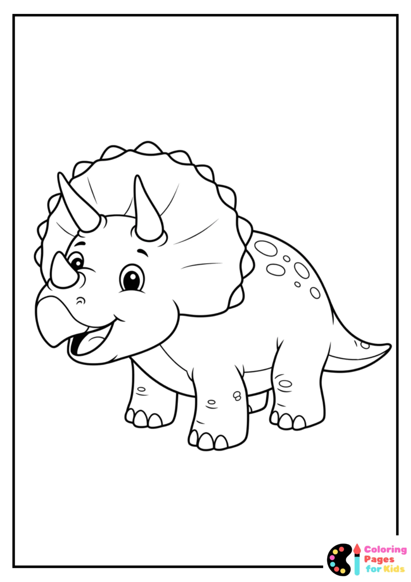 happy triceratops coloring page