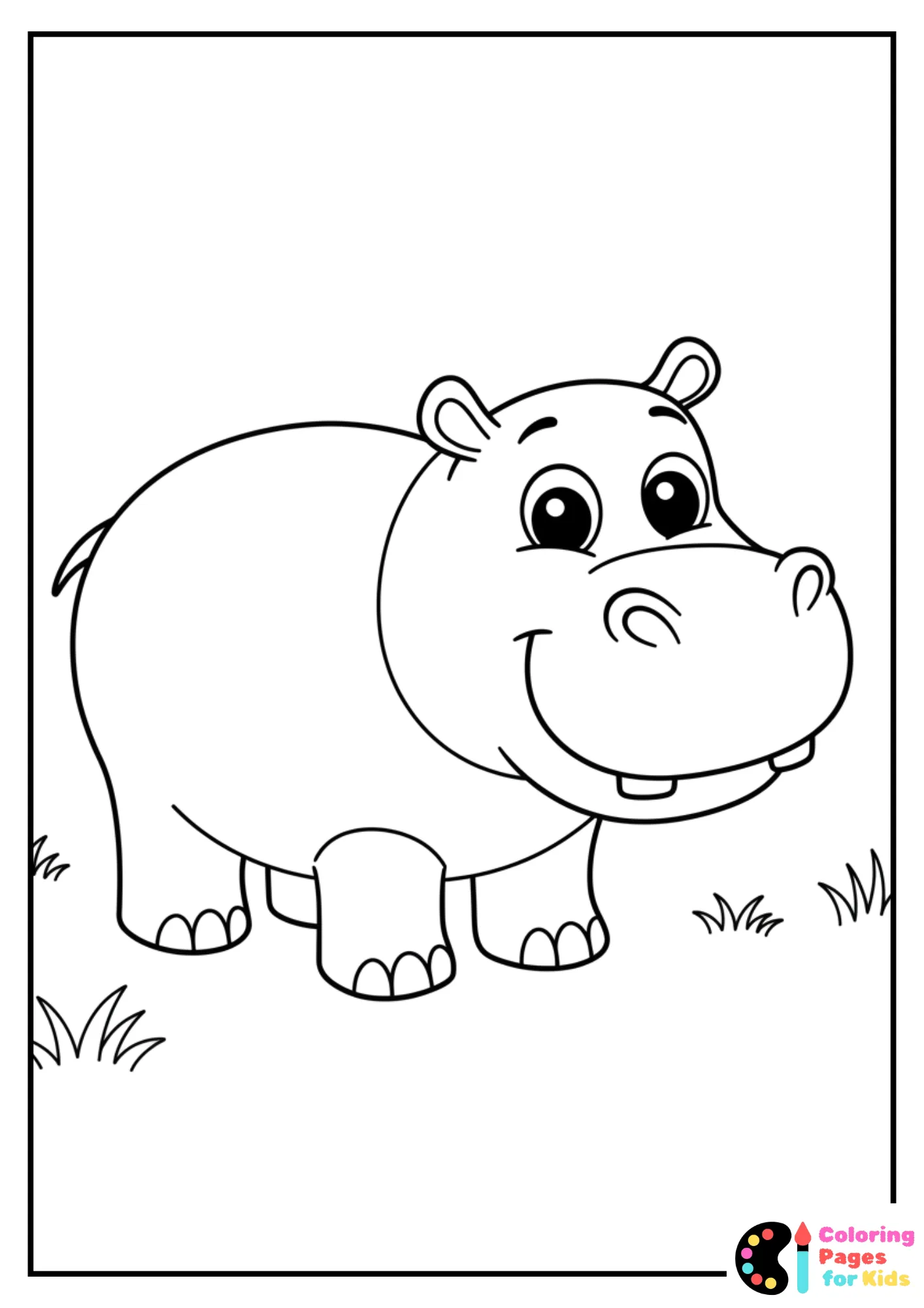 Hippo Coloring Pages for Kids (Free PDF Printable) 9 hippo going into water coloring page
