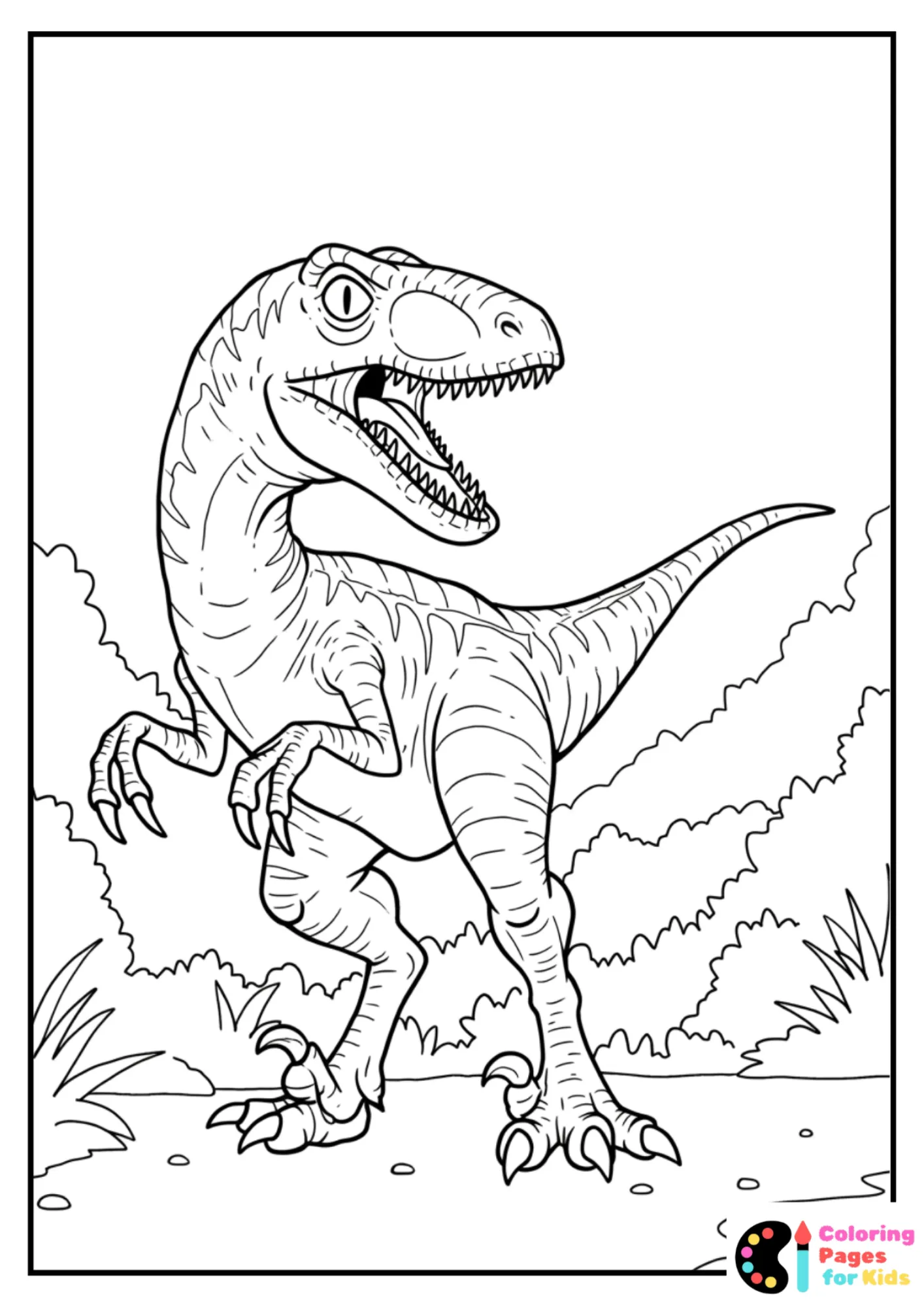 Velociraptor Coloring Pages for Kids (Free PDF Printable) 16 hunting velociraptor coloring sheet