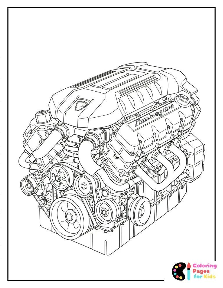 huracan engine outline coloring page