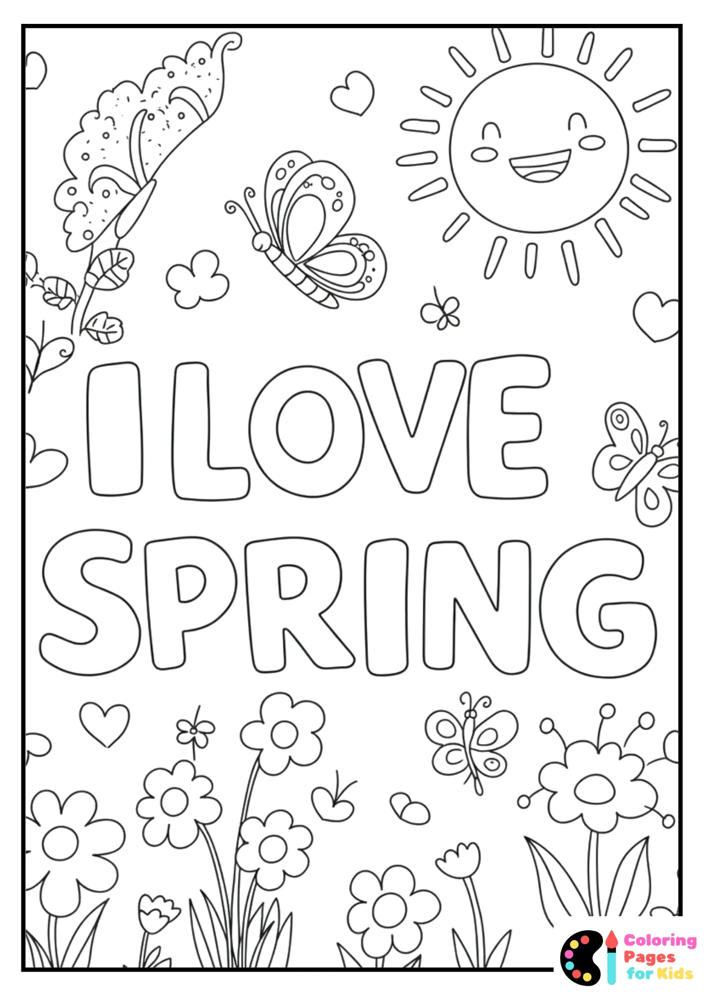i love spring coloring page