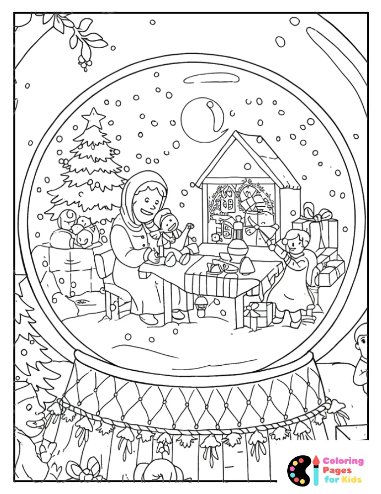 Snow Globe Coloring Pages for Kids (Free PDF Printable) 14 ice skates in snow globe coloring page