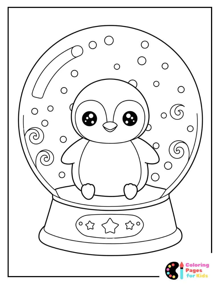 Snow Globe Coloring Pages for Kids (Free PDF Printable) 13 kawaii penguin snow globe coloring page