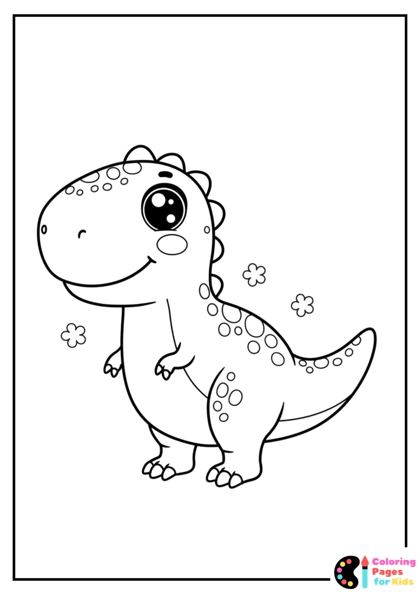 kawaii t-rex coloring page