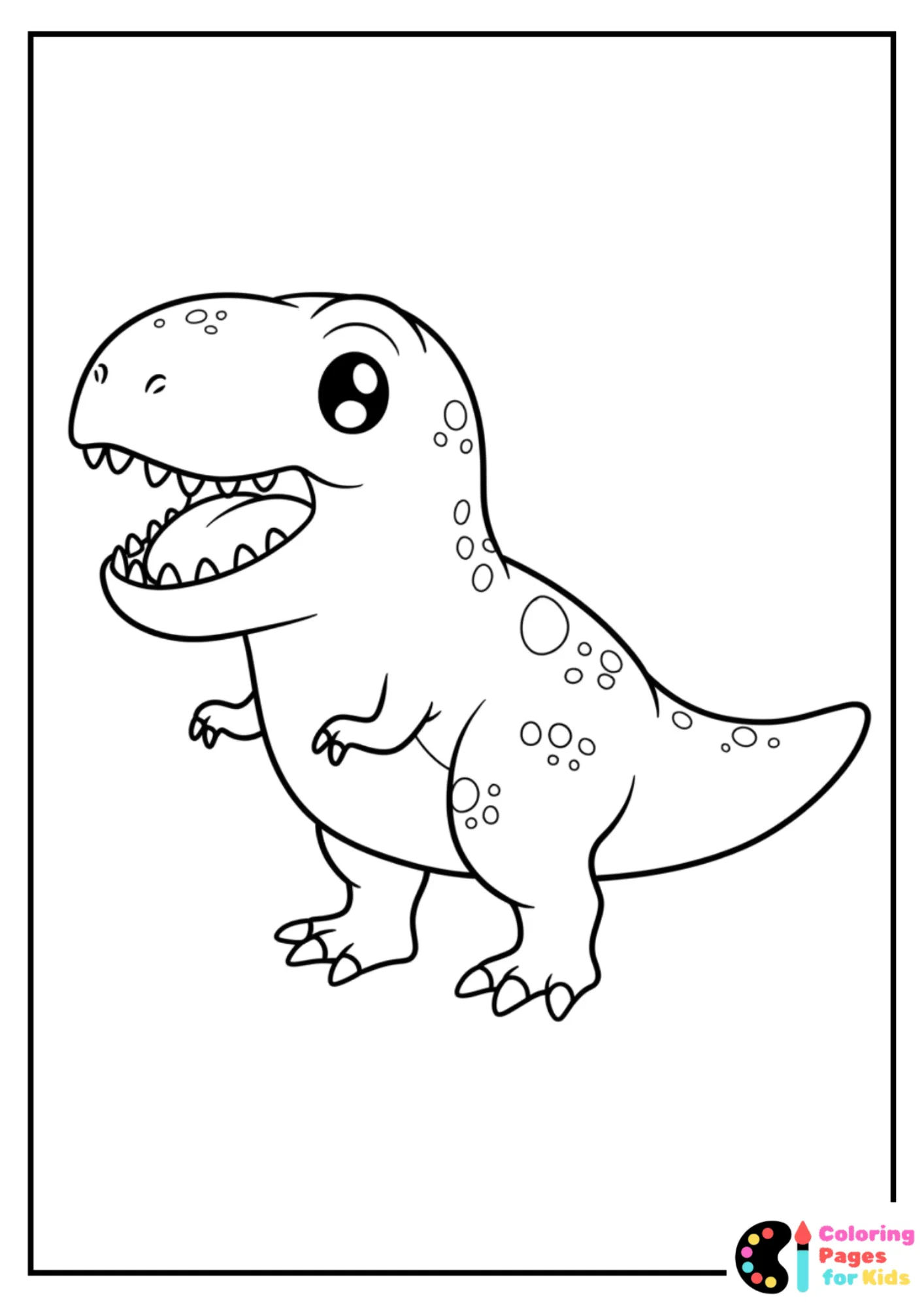 kawaii t-rex with tongue out coloring page