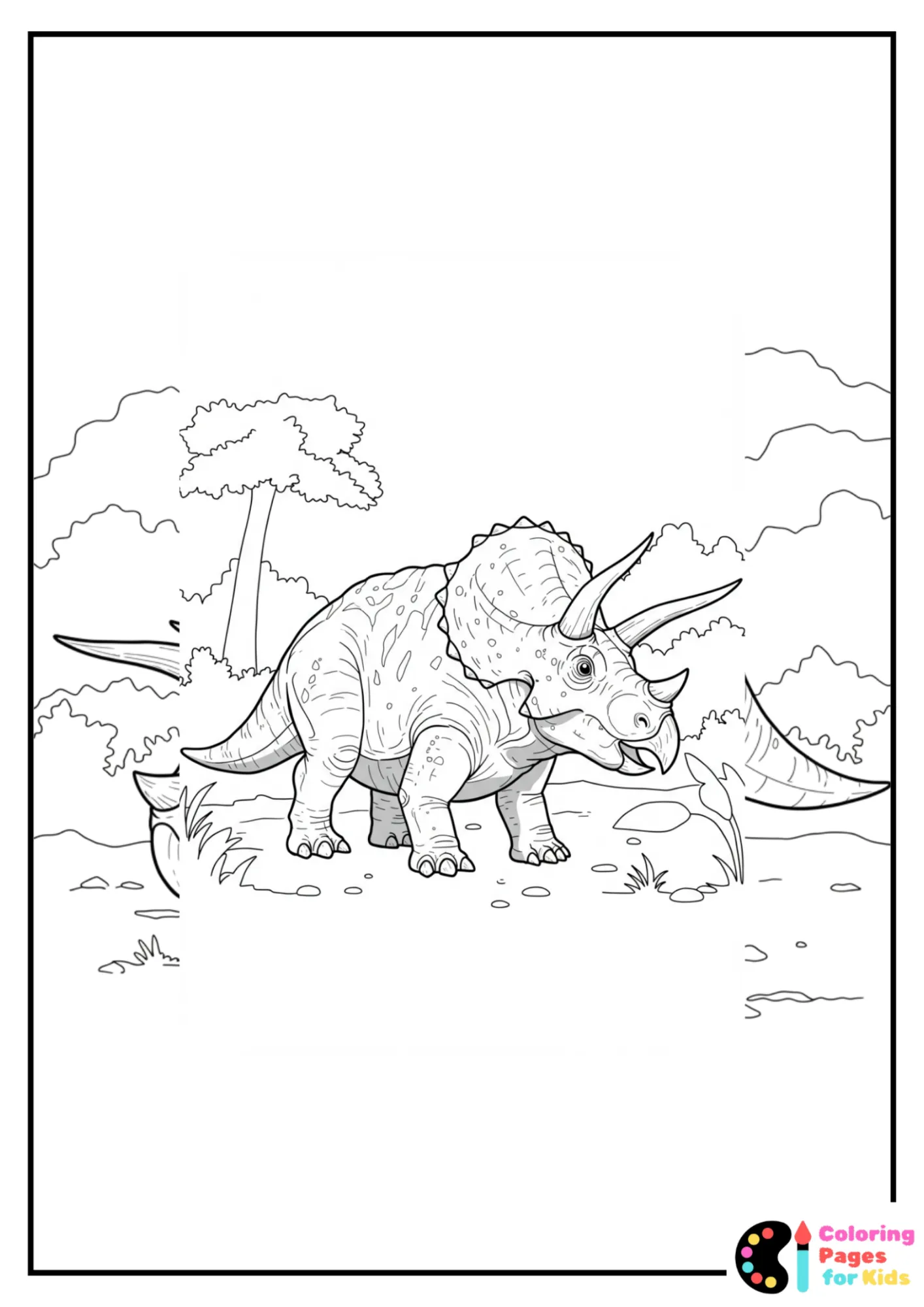 large adult triceratops coloring page