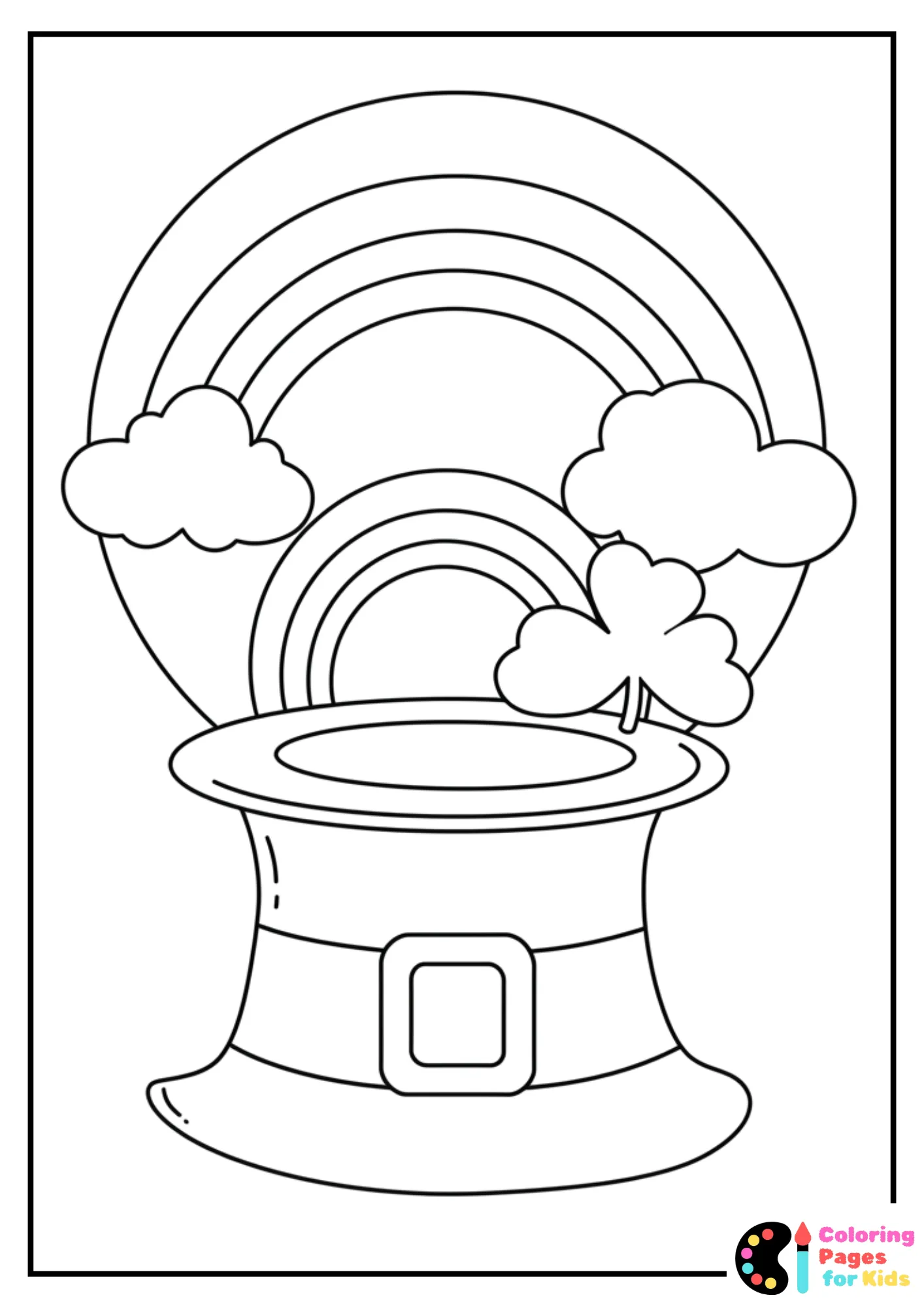 leprechaun hat with rainbow coloring page