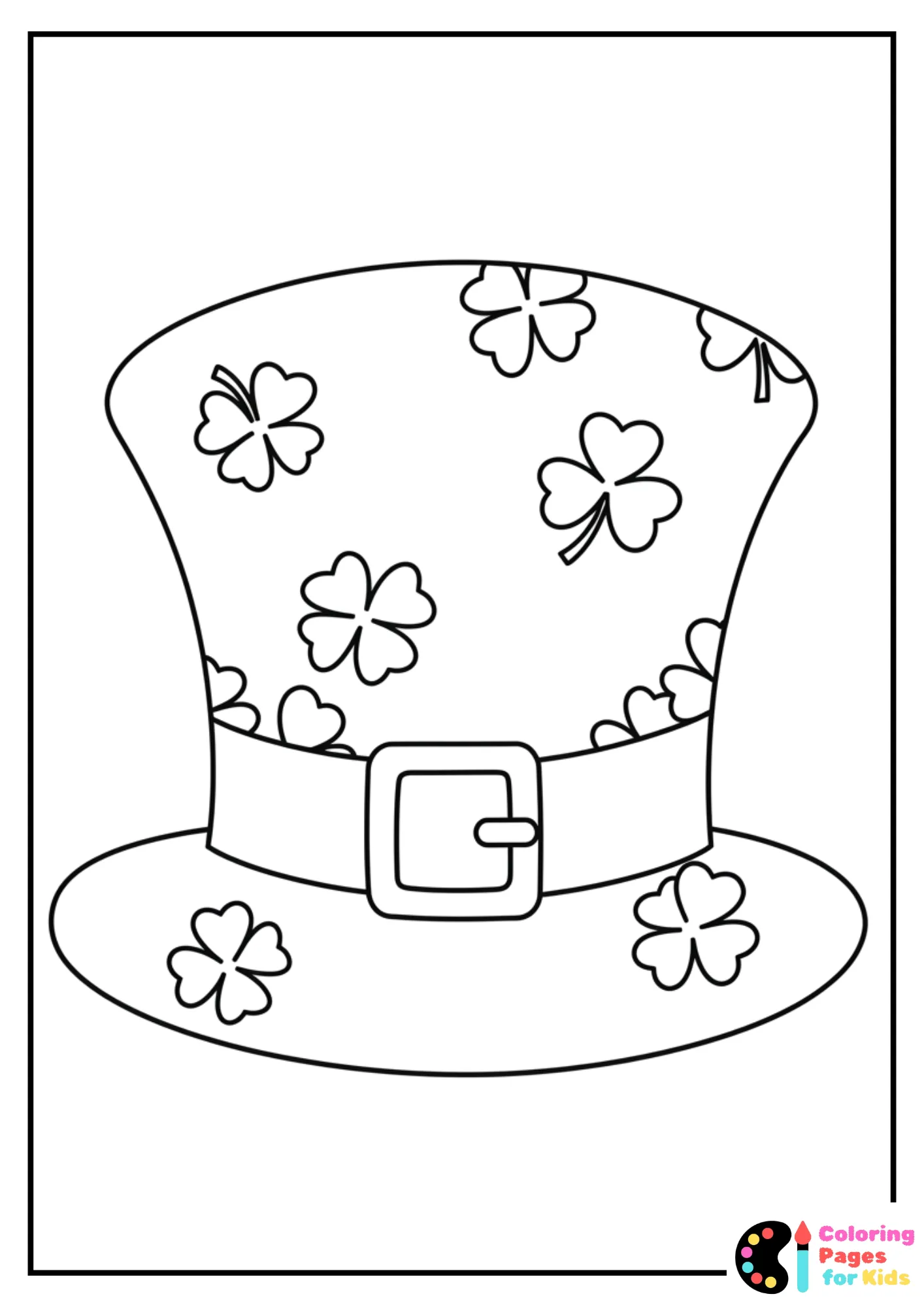 leprechaun hat with shamrocks coloring page