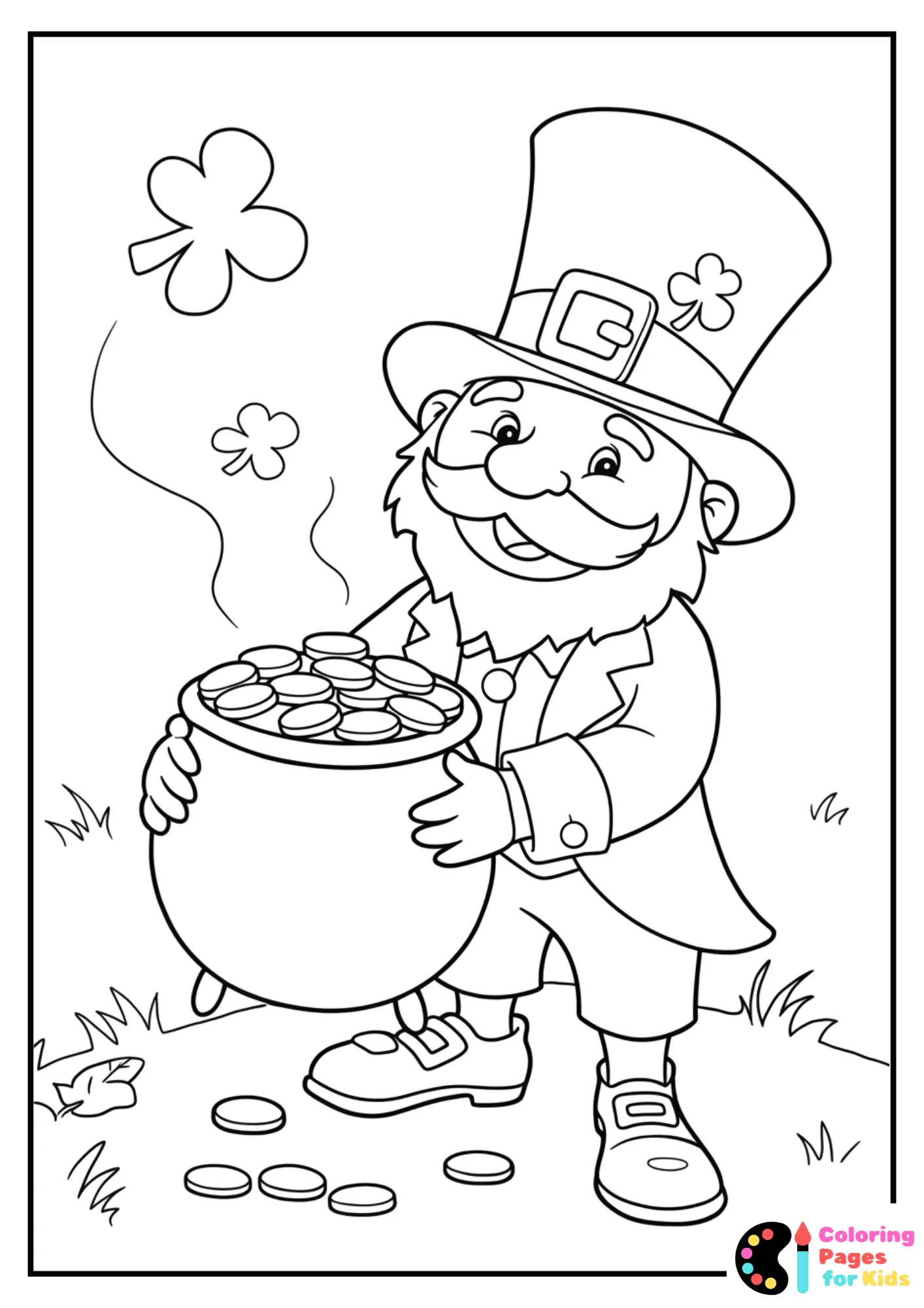 leprechaun holding pot of gold coloring page (2)