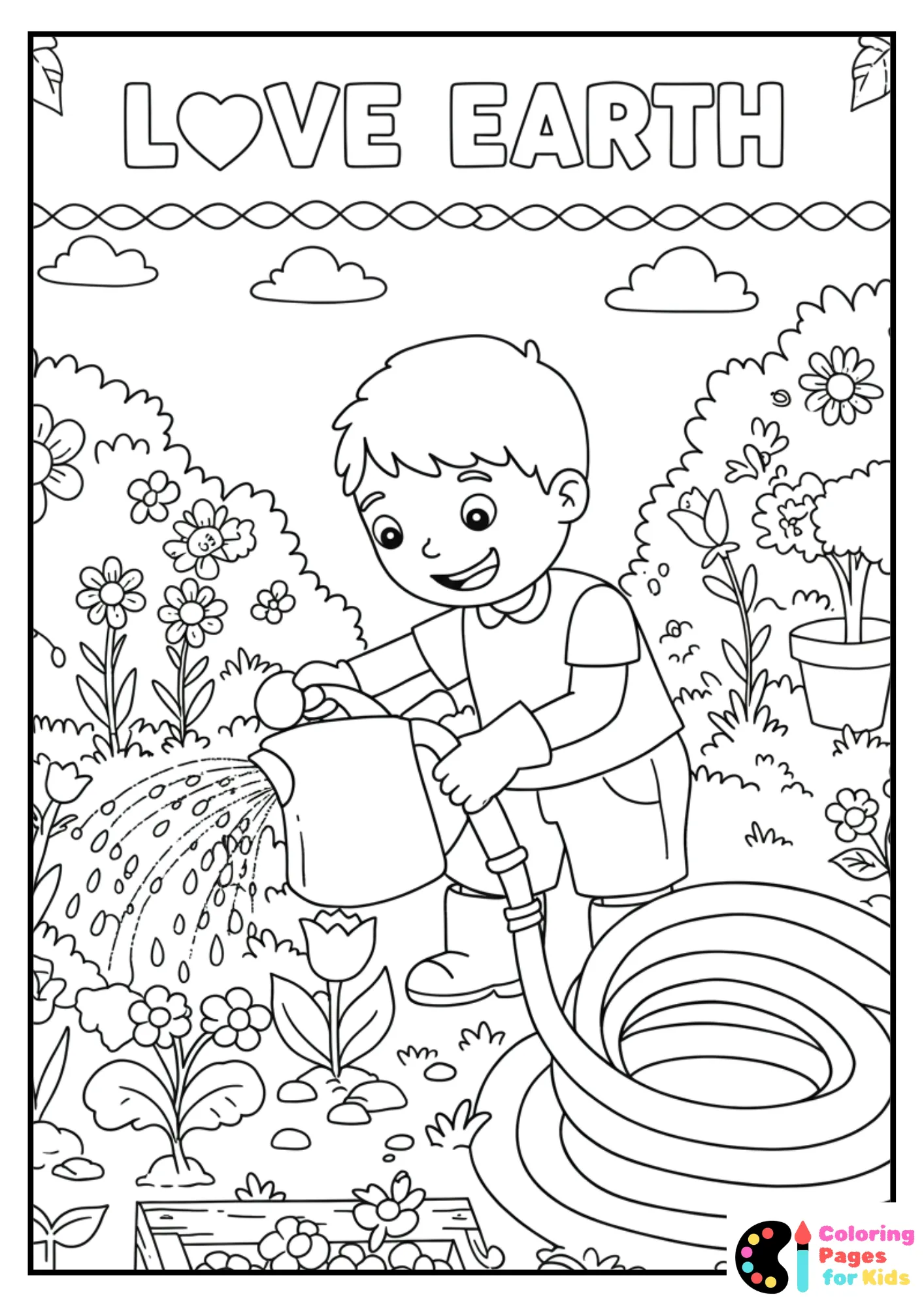 love earth gardening coloring sheet