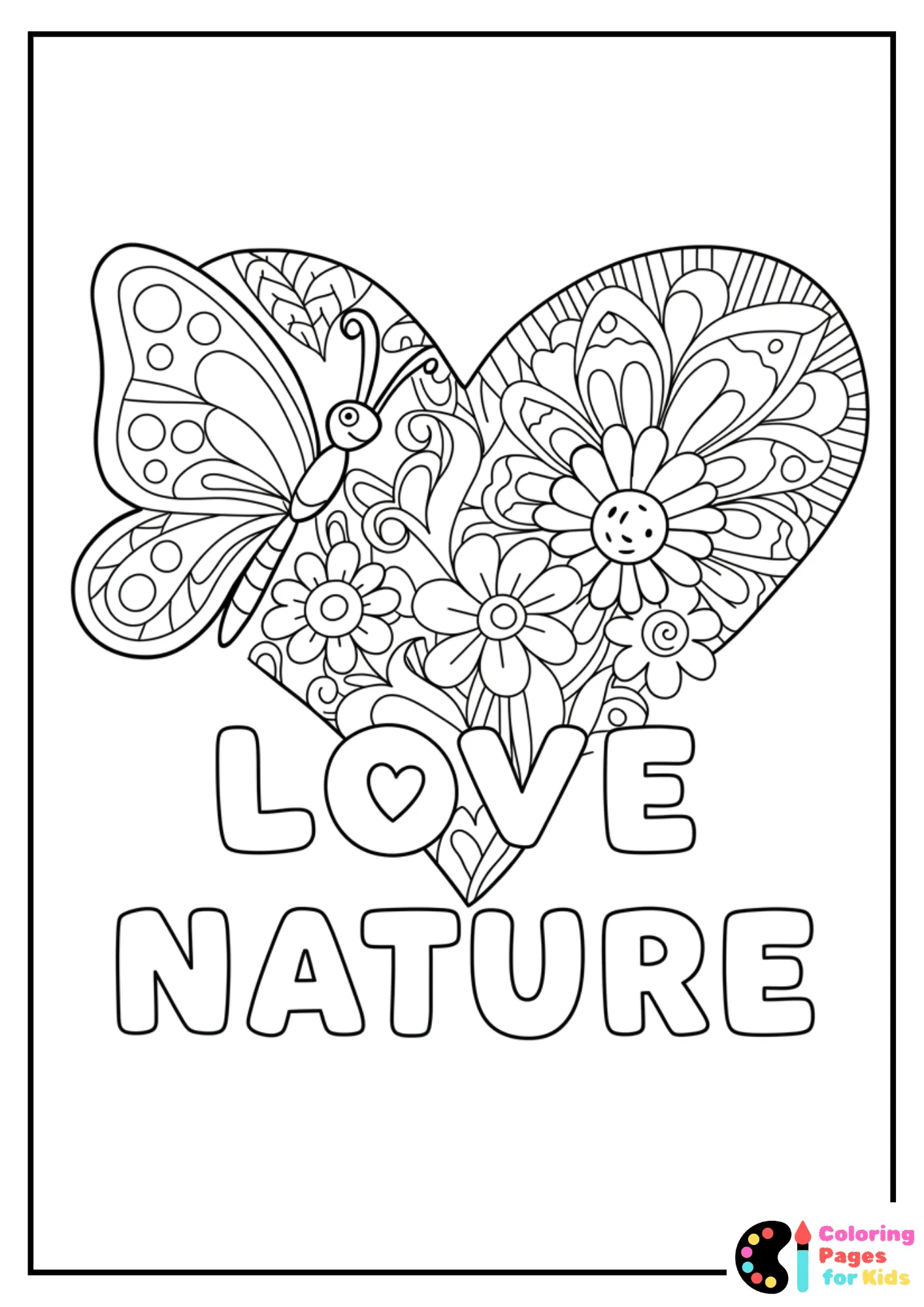 love nature coloring page