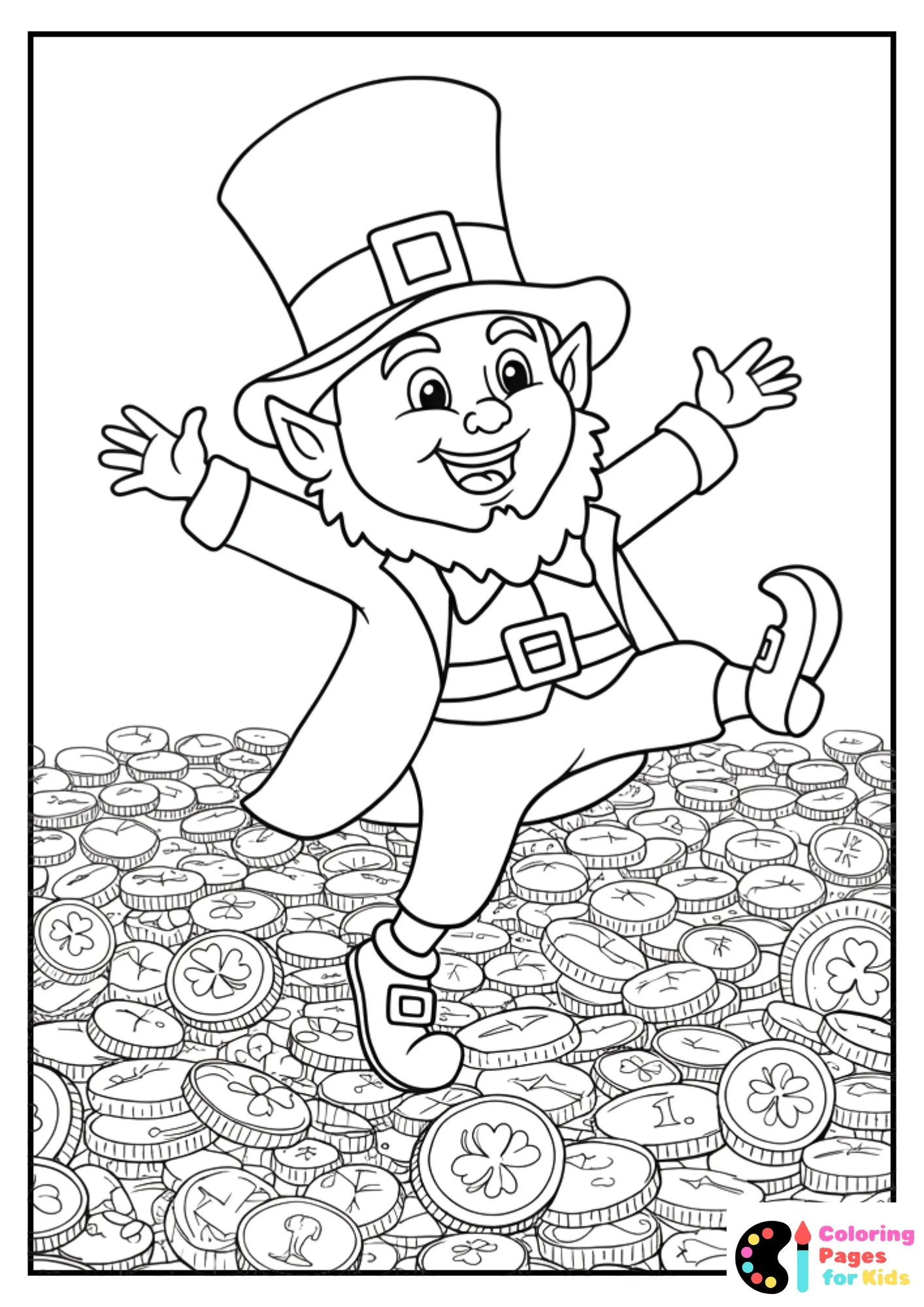 lucky golden coins coloring page