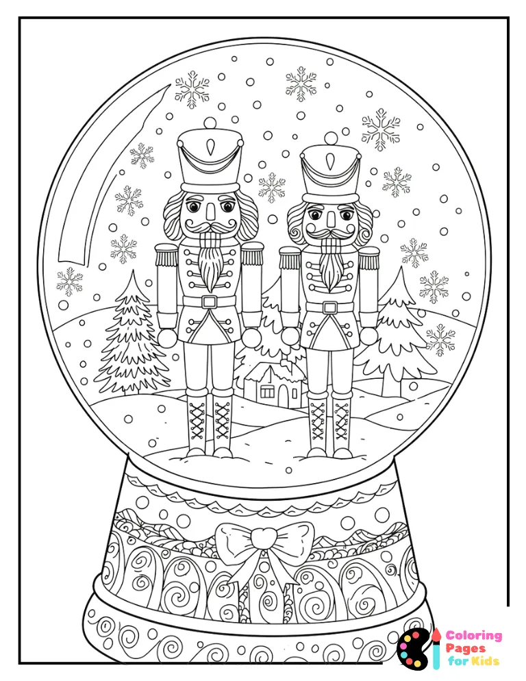 Snow Globe Coloring Pages for Kids (Free PDF Printable) 12 nutcracker snow globe coloring sheet
