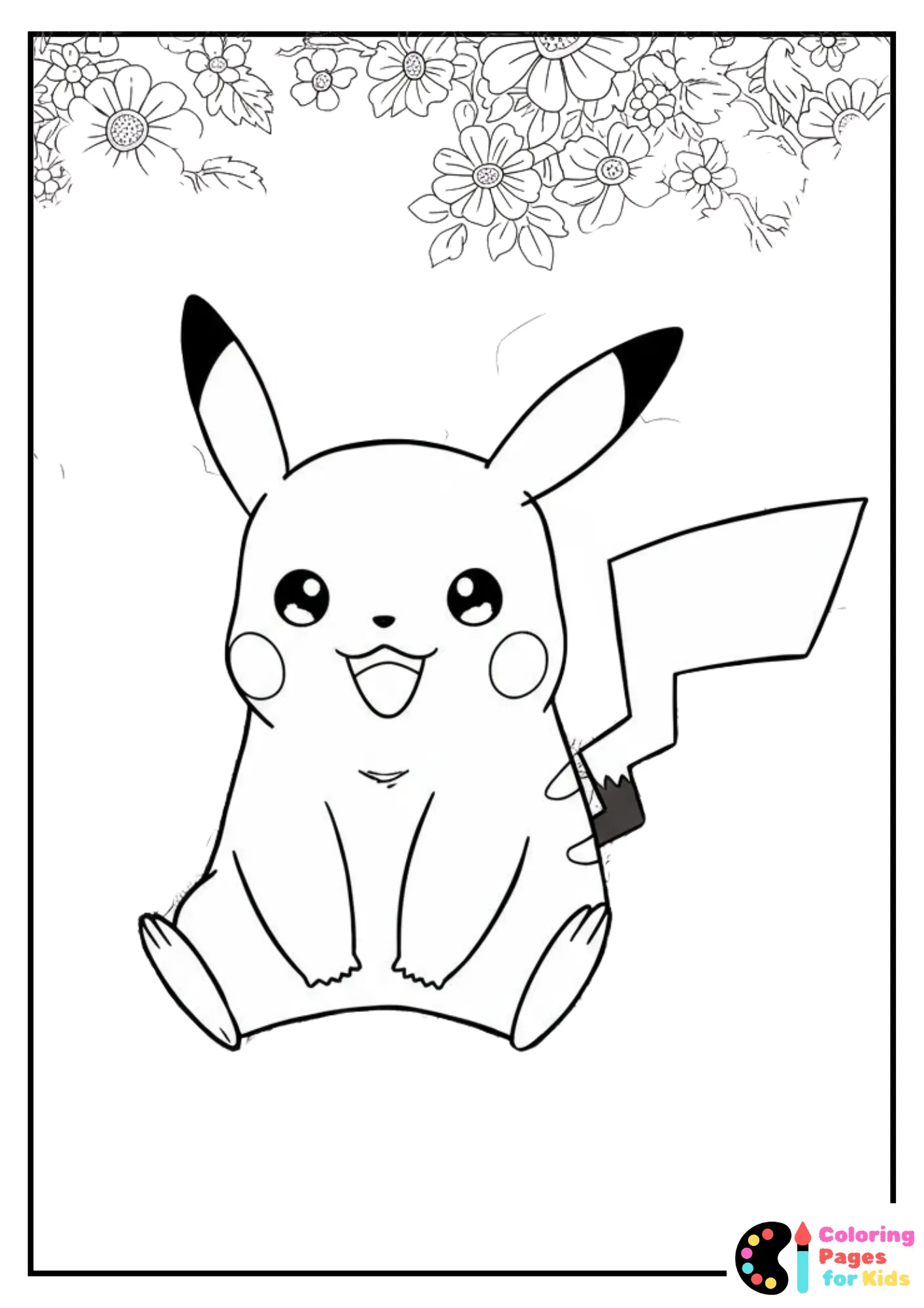 pikachu with father’s day sign coloring page