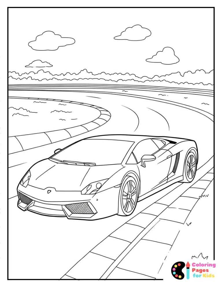racing lamborghini on track coloring page