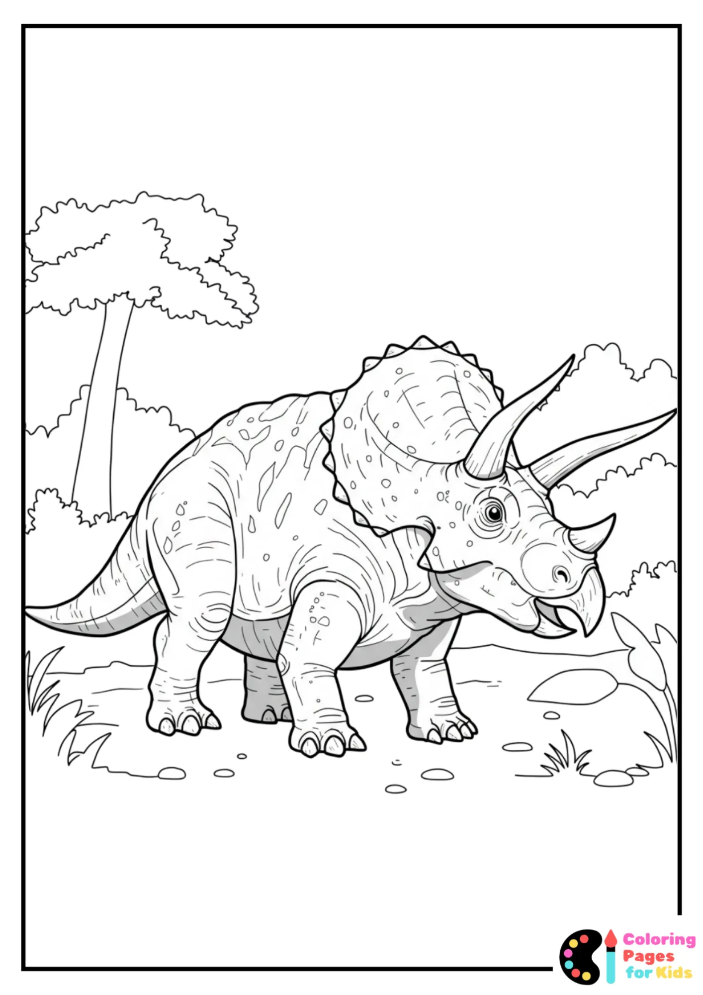 realistic triceratops coloring page