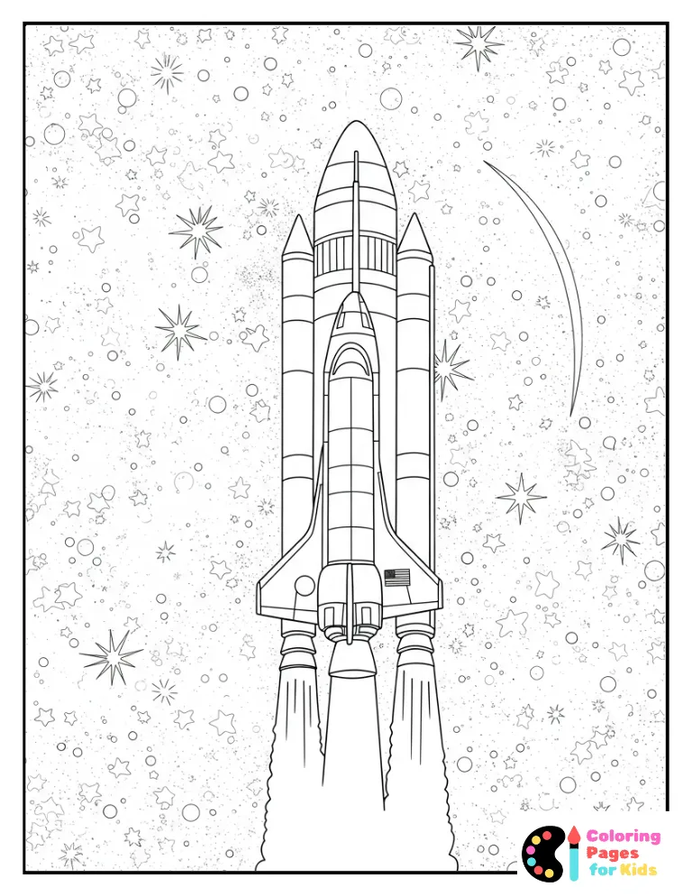saturn v in space coloring page