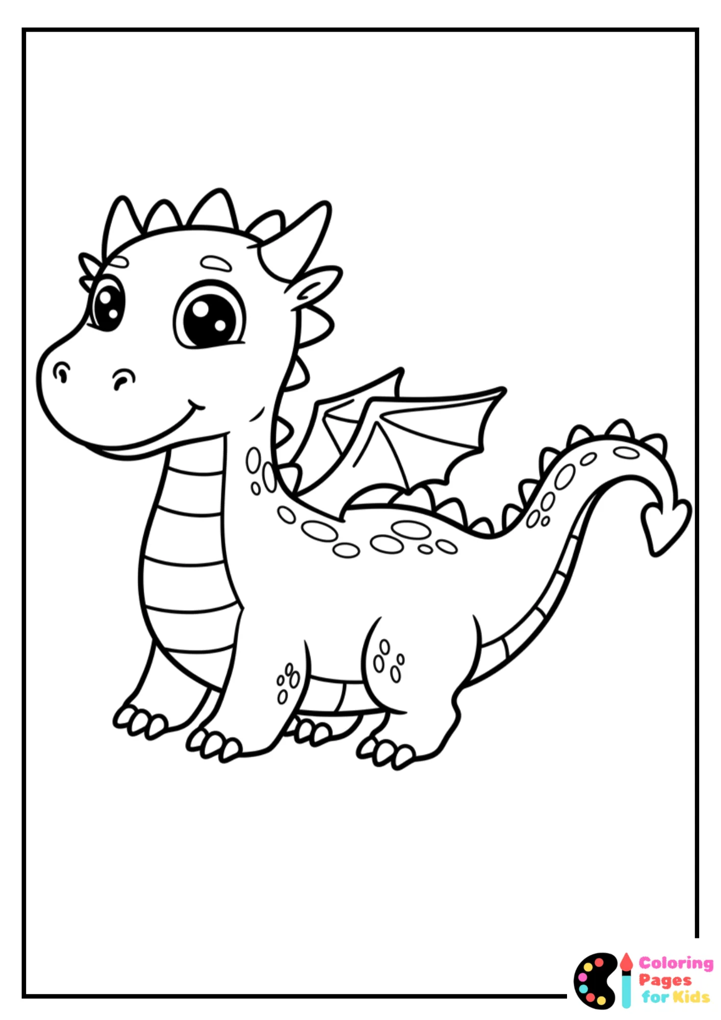 simple dragon outline for kids coloring page