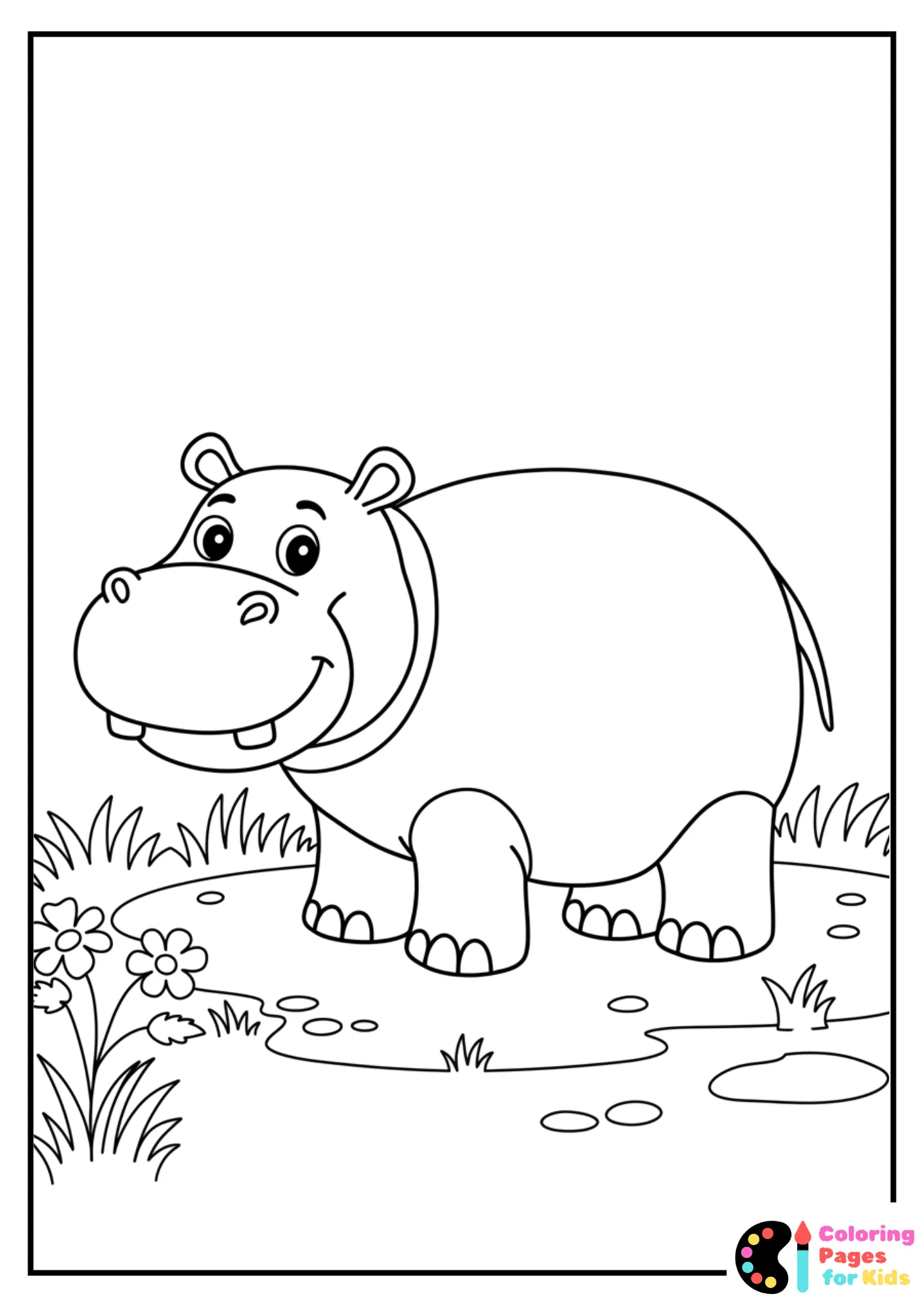 Hippo Coloring Pages for Kids (Free PDF Printable) 3 simple hippo mandala coloring page