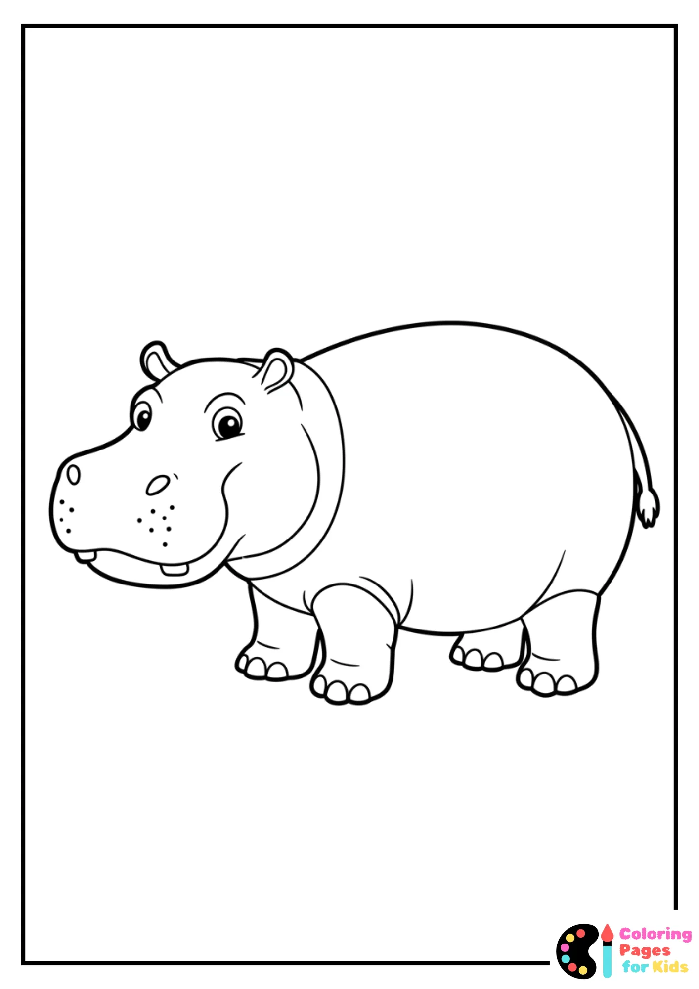 Hippo Coloring Pages for Kids (Free PDF Printable) 2 simple hippo outline for preschoolers