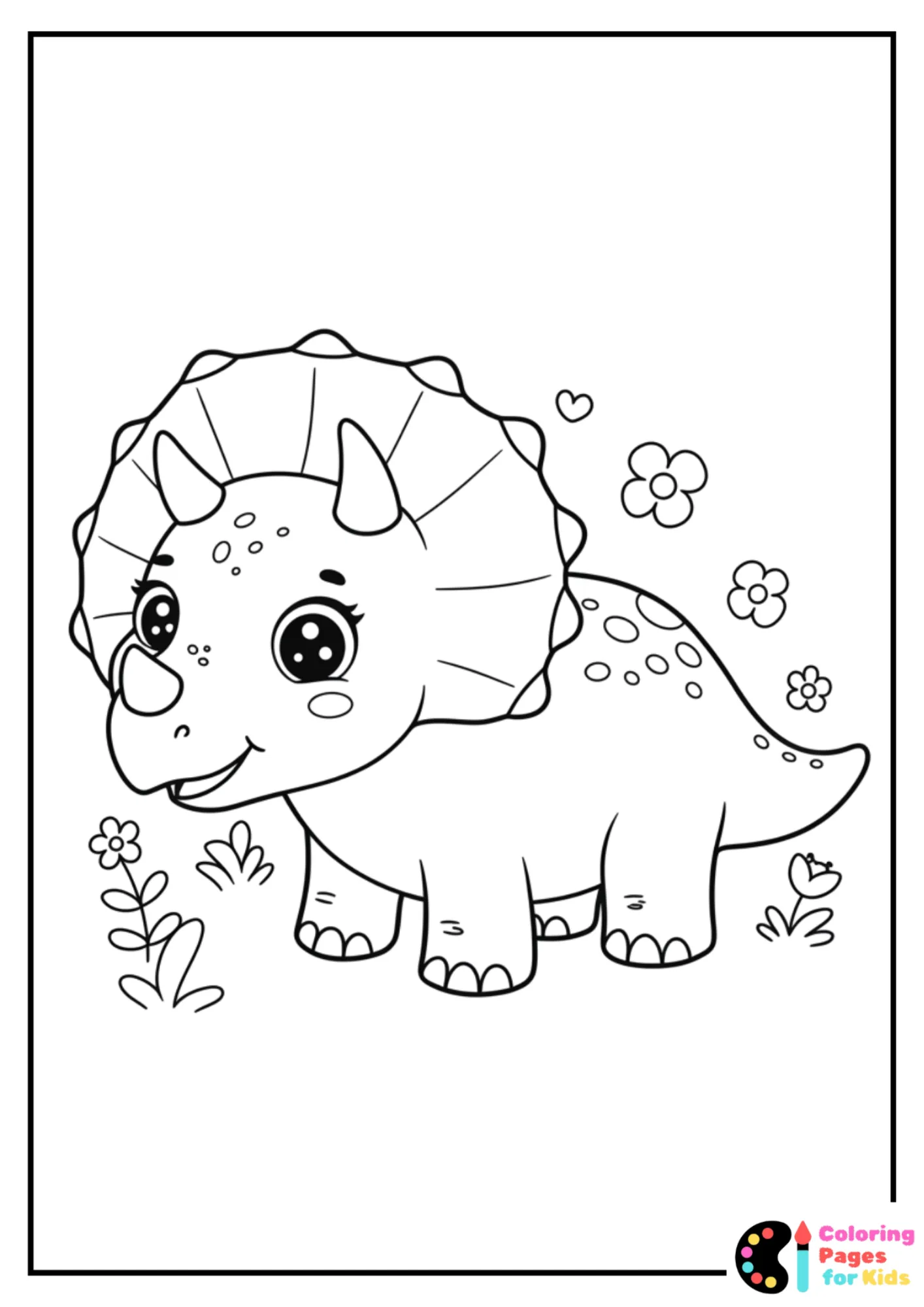 smiling triceratops coloring page