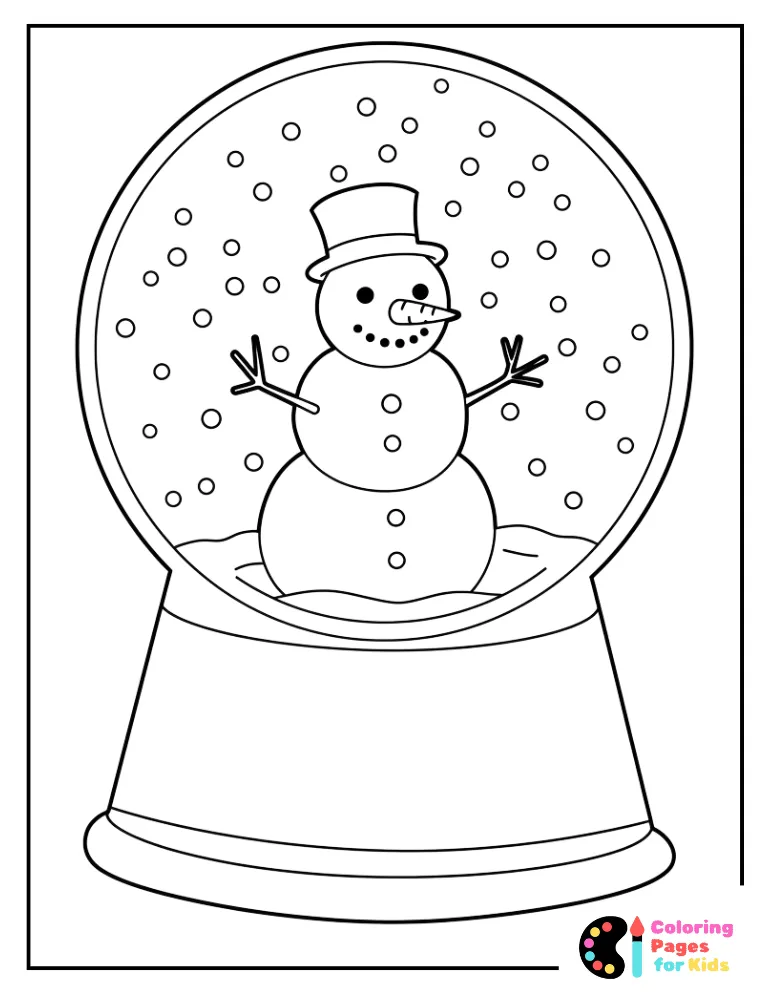 Snow Globe Coloring Pages for Kids (Free PDF Printable) 7 snowman shaped snow globe coloring page