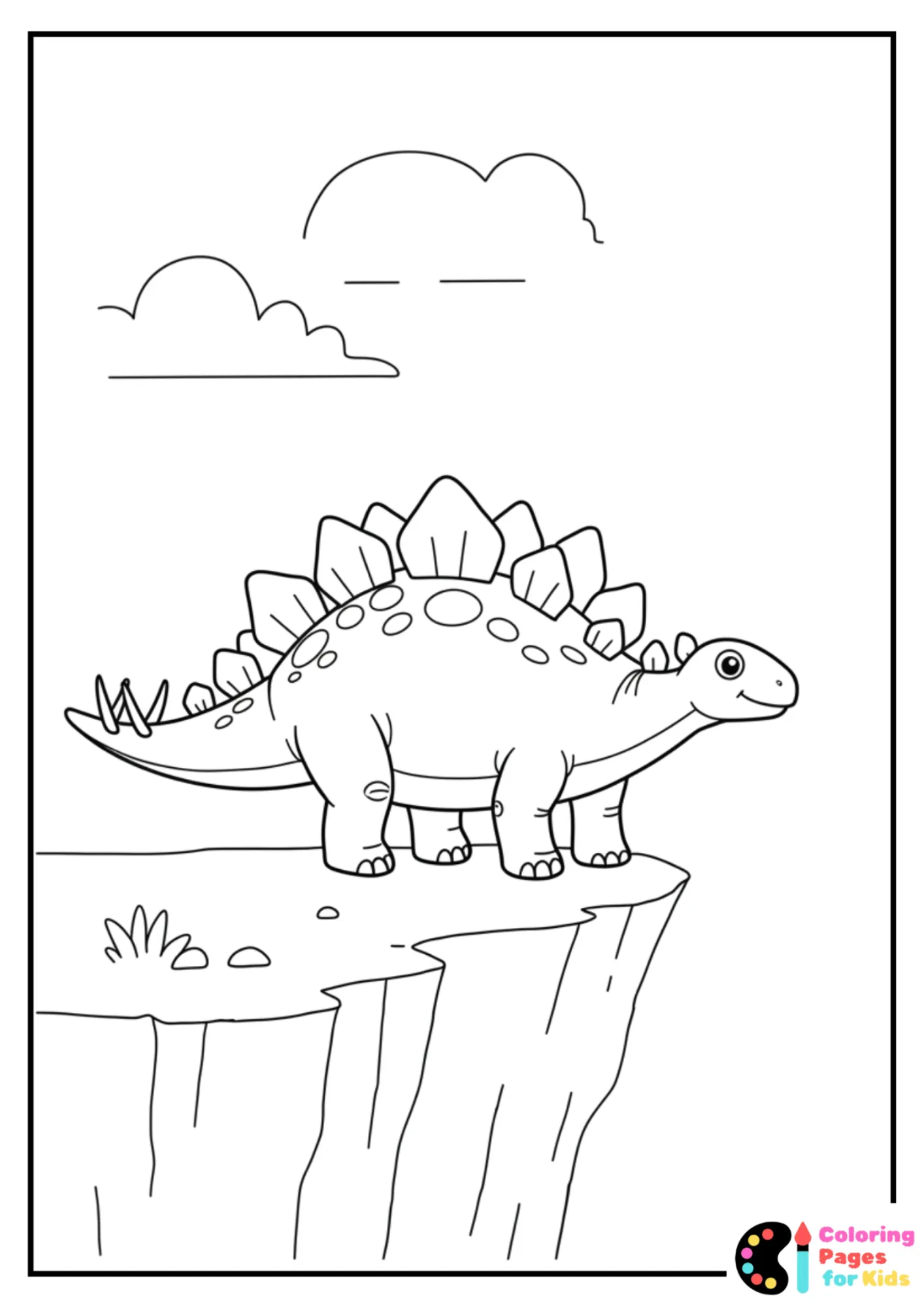 stegosaurus on cliff coloring sheet
