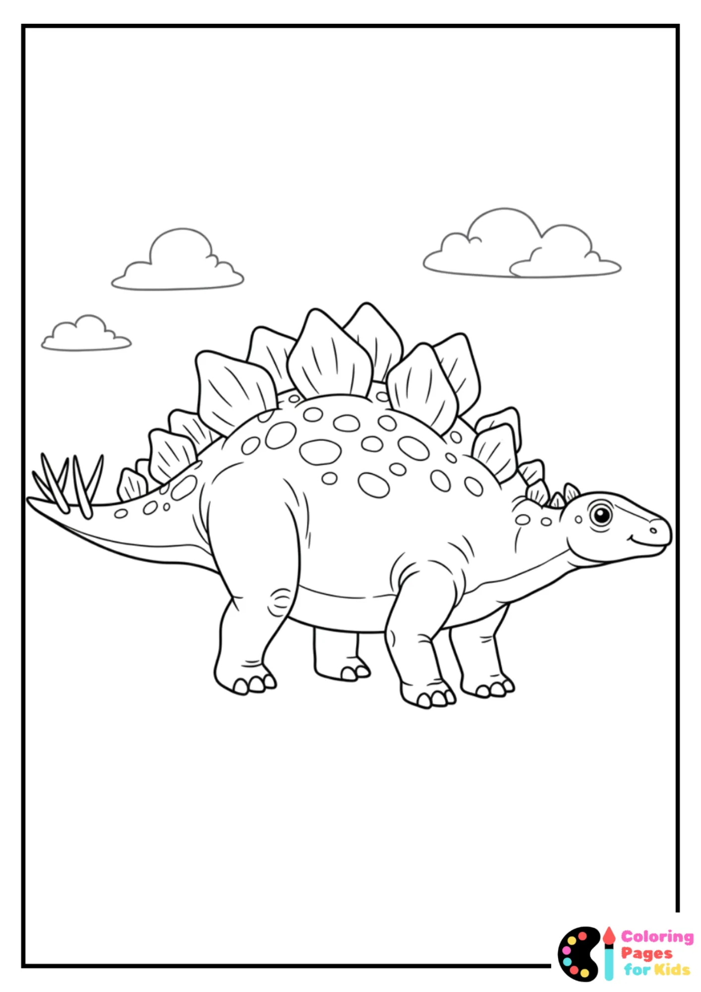 stegosaurus with skin details coloring sheet